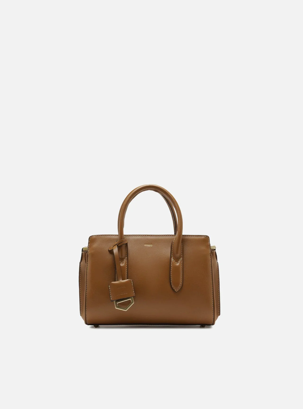 Bolsa Tote Marrom Couro Pequena Metais