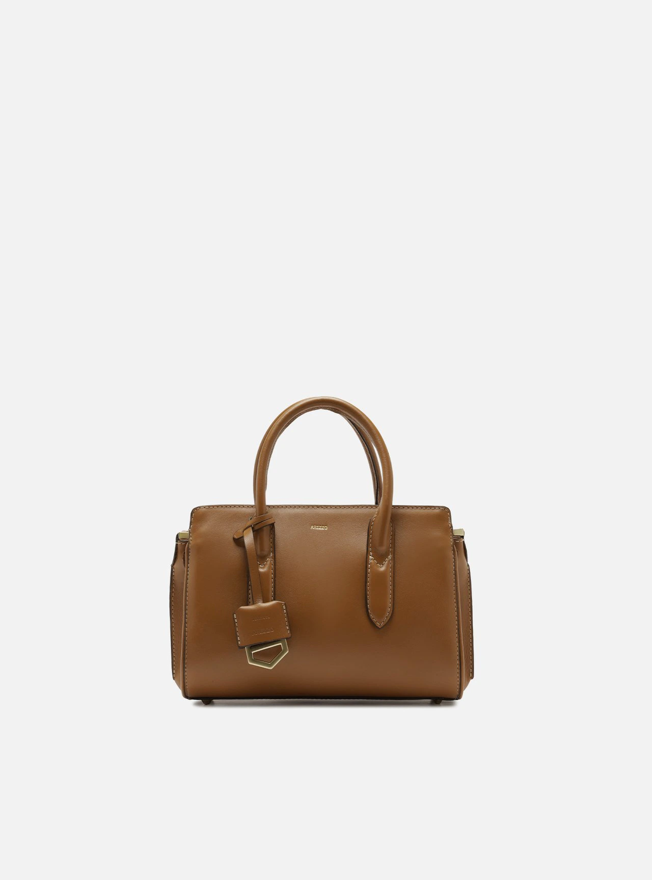 Bolsa Tote Marrom Couro Pequena Metais