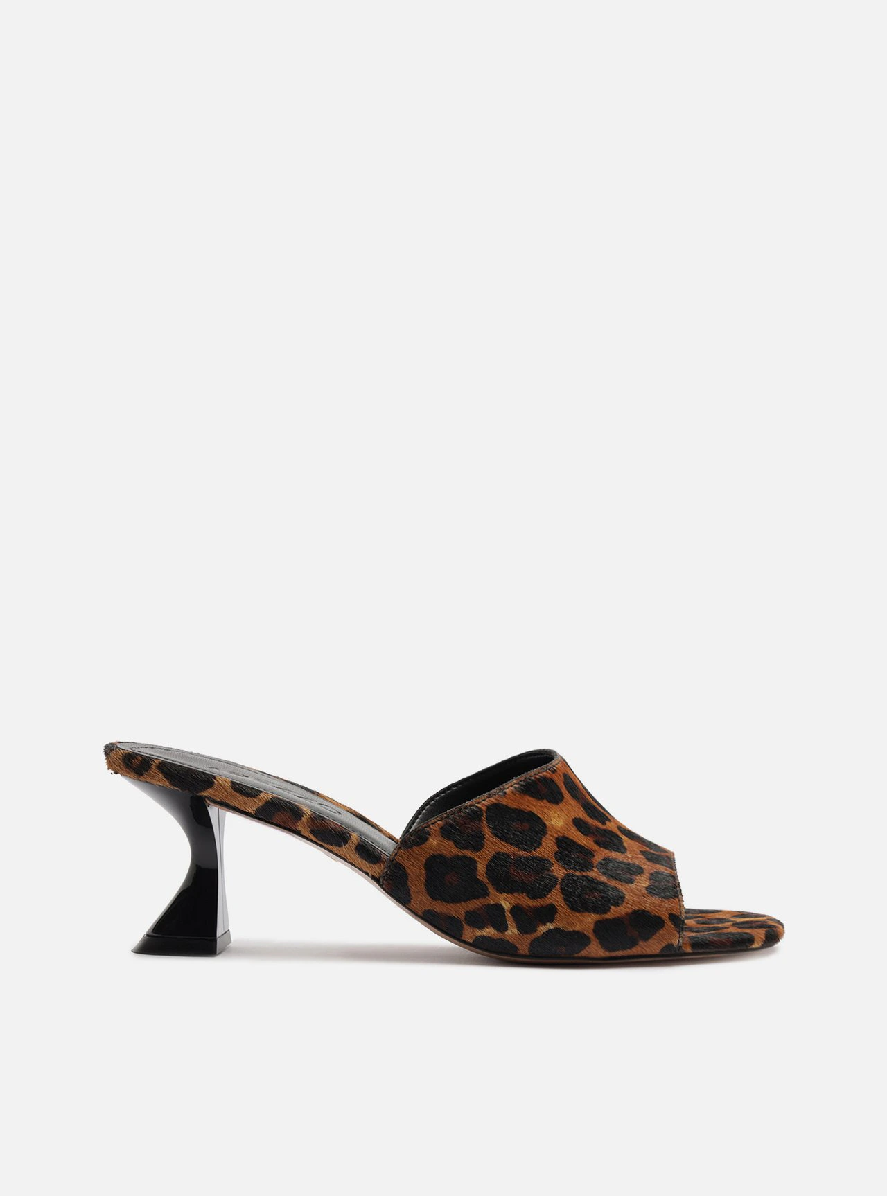 Sandália Animal Print Salto Geométrico Pelo