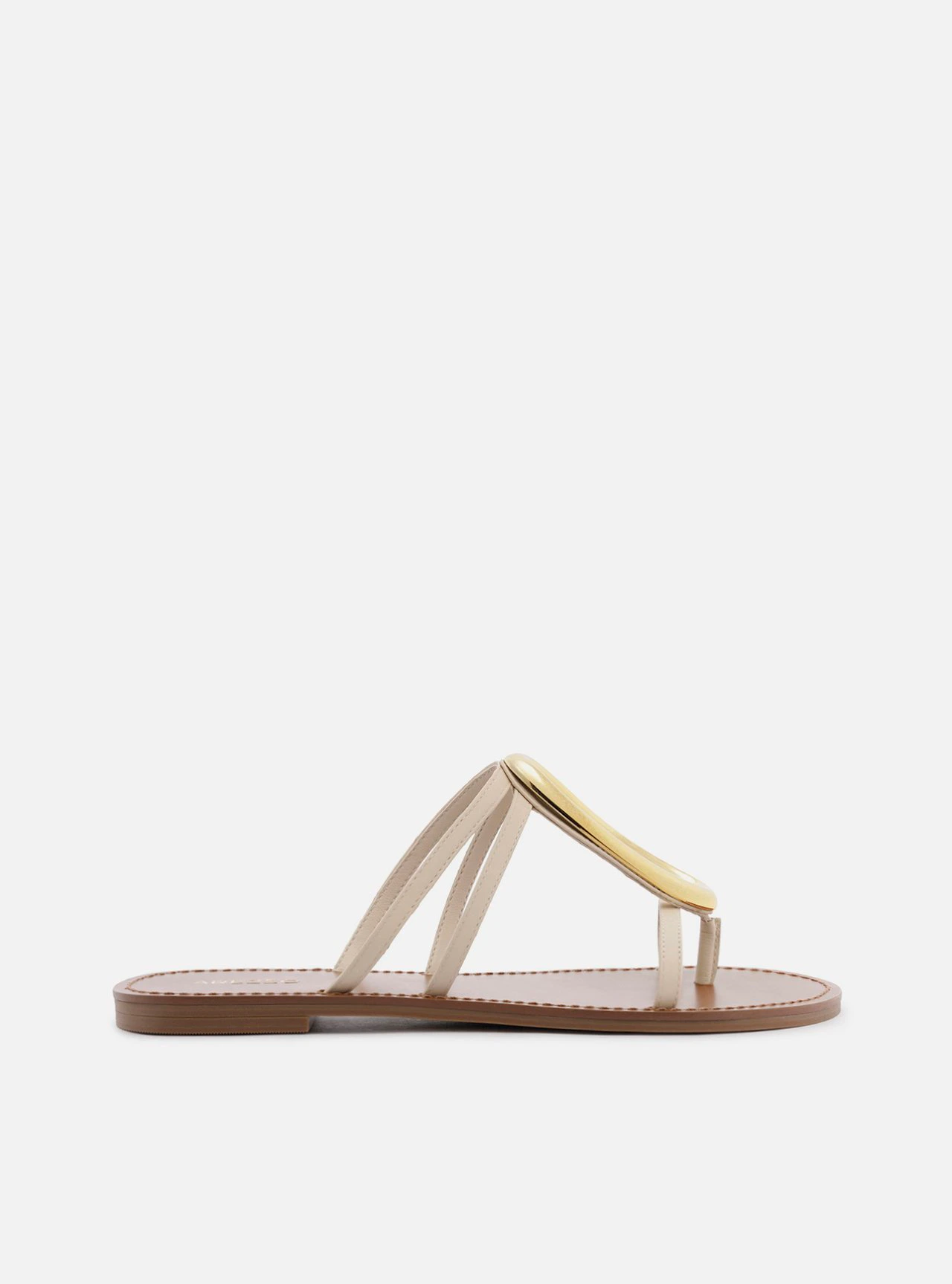 Rasteira Off White Tiras Metal Orgânico