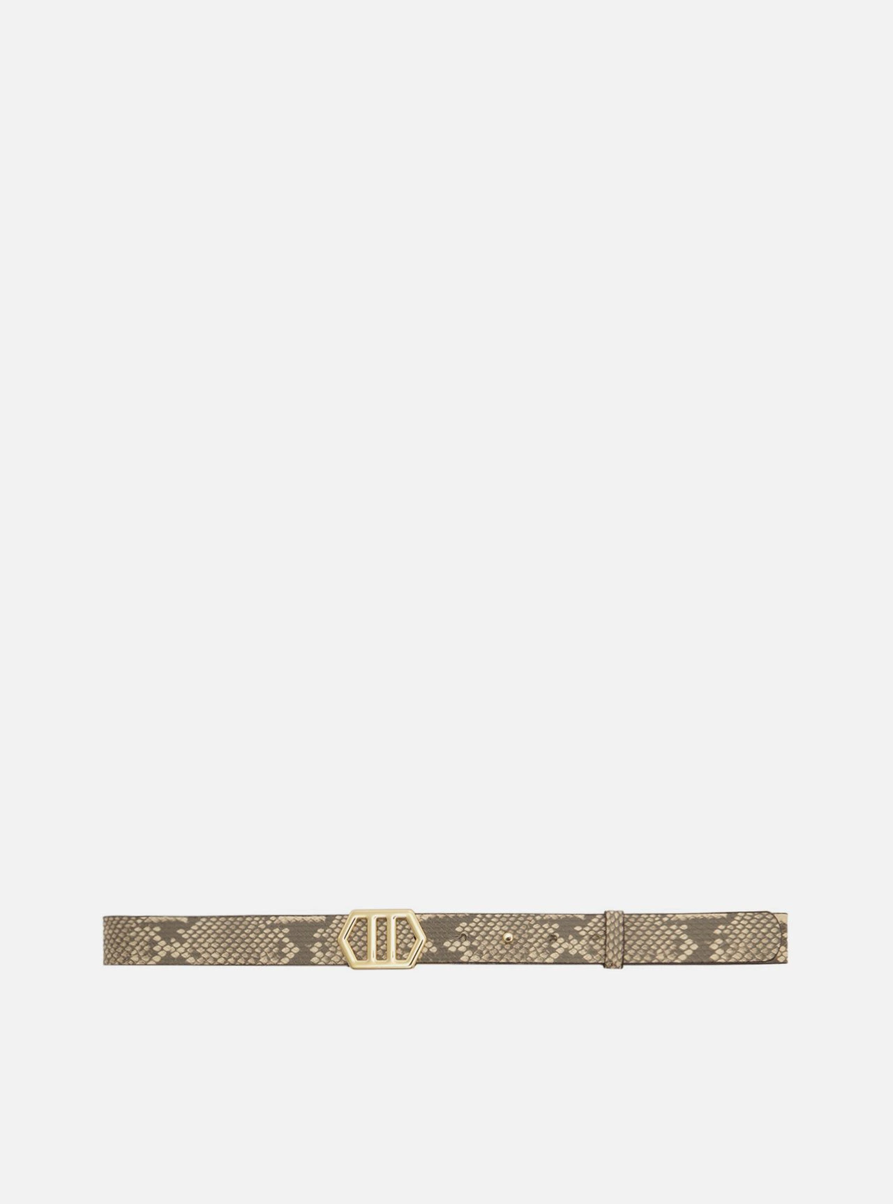 Cinto Cinza Snake Médio Fivela Hexagonal