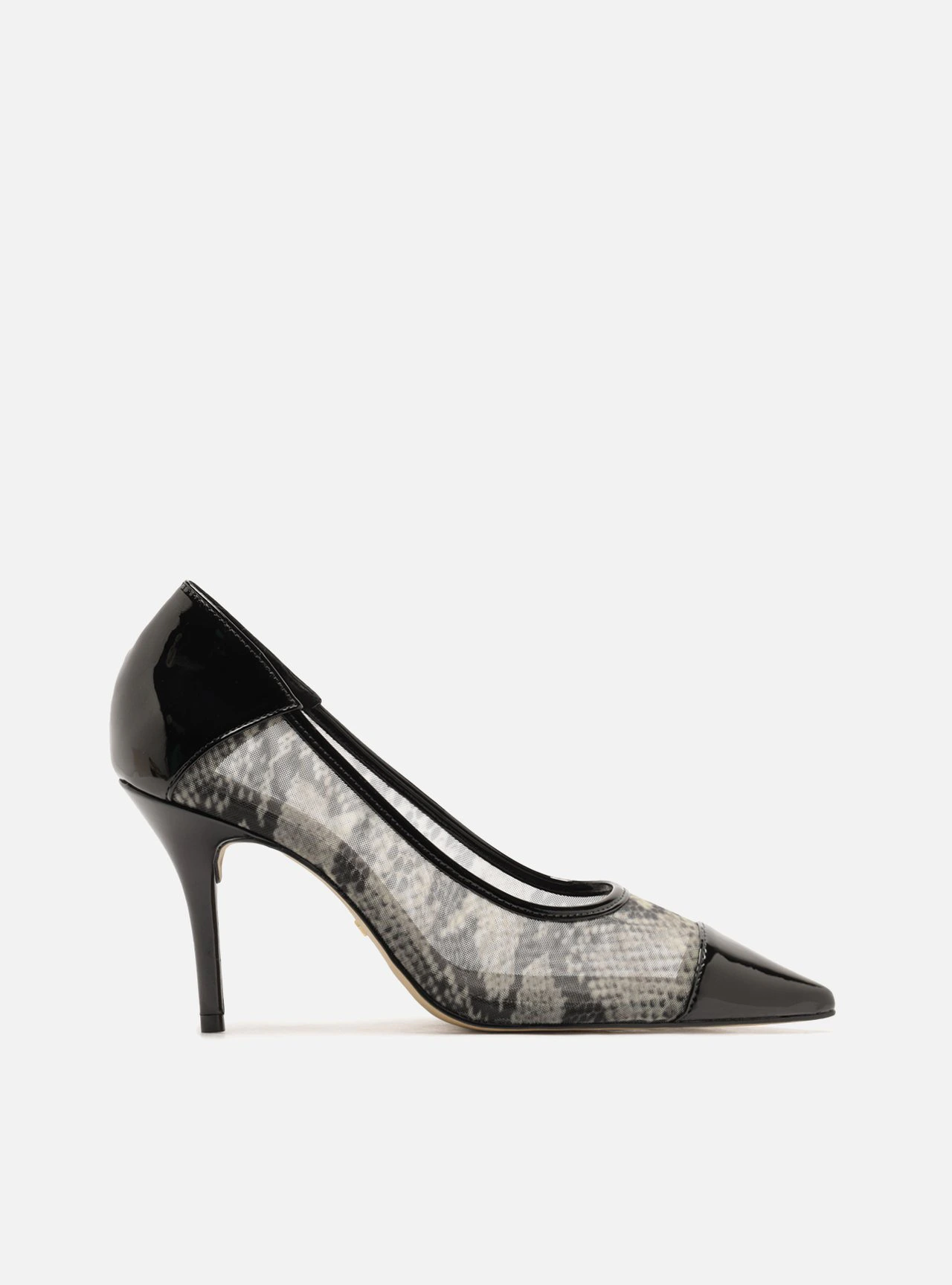 Scarpin Snake Tela Salto Alto Fino