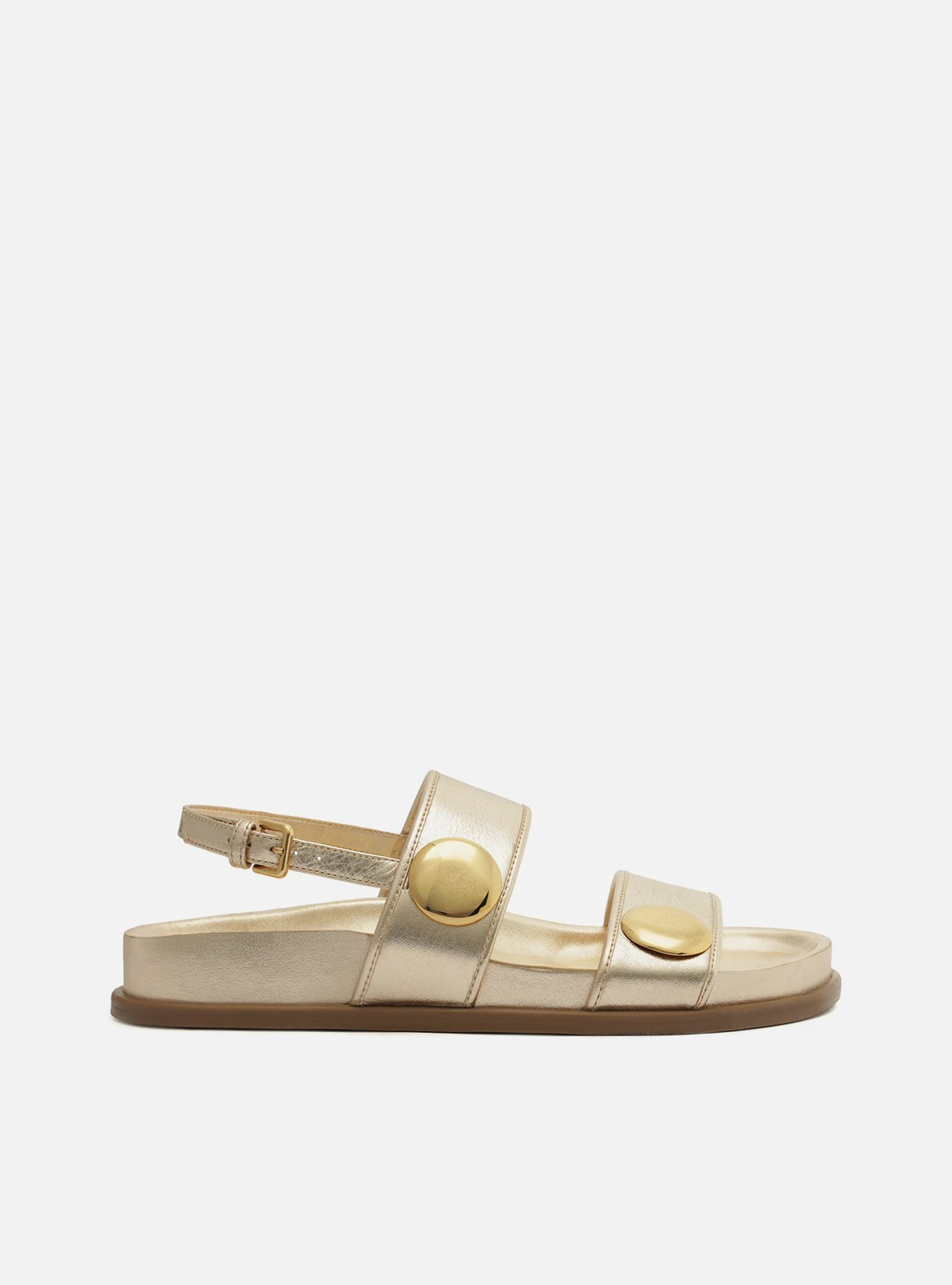 Sandália Papete Dourada Flatform Metais