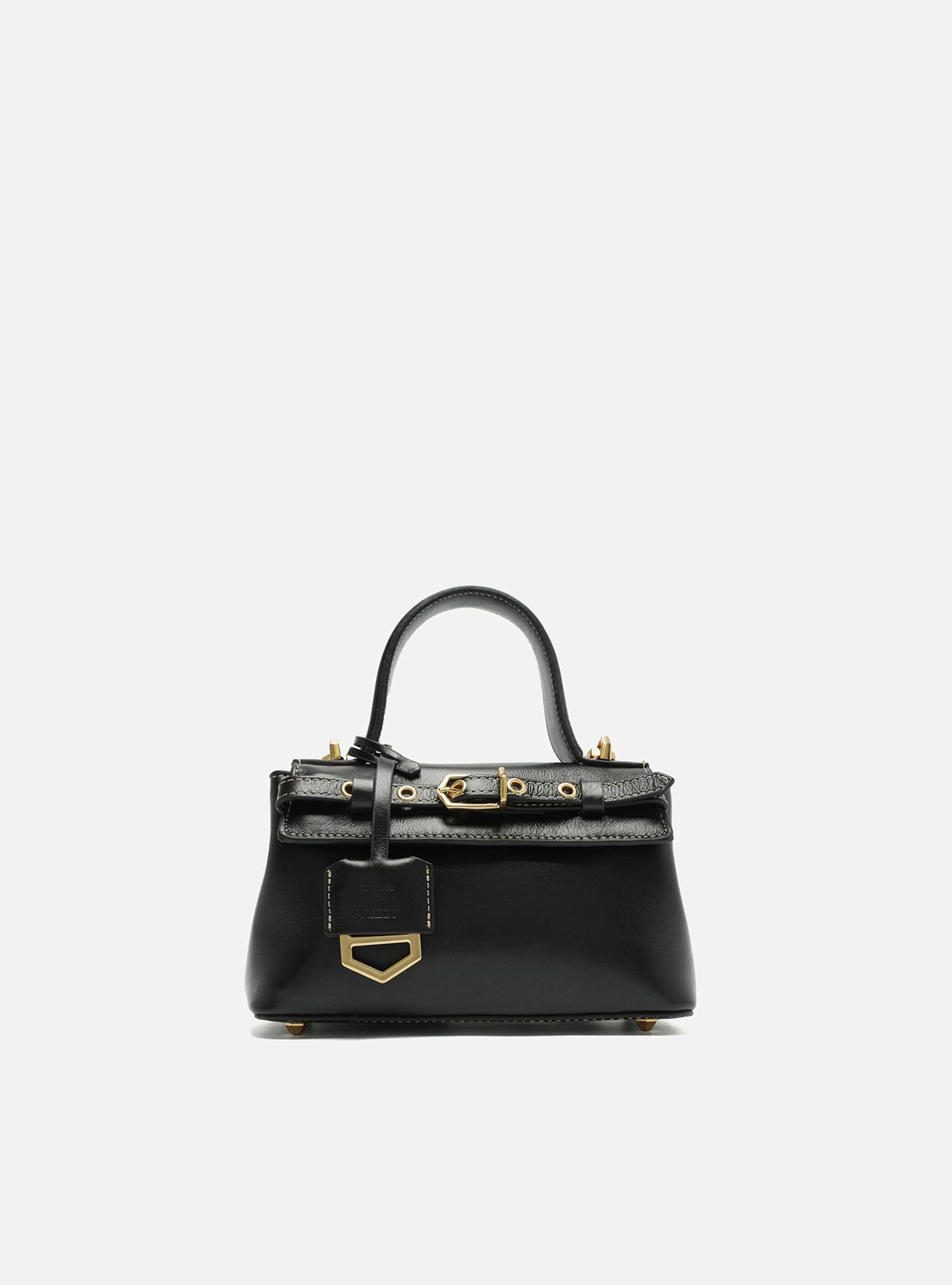 Tiracolo Preta Couro Pequena Bag Charm Victória