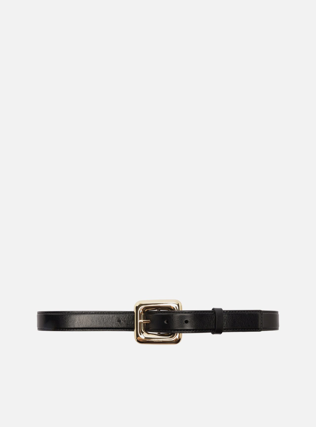 Cinto Preto Couro Médio Maxi Fivela Quadrada