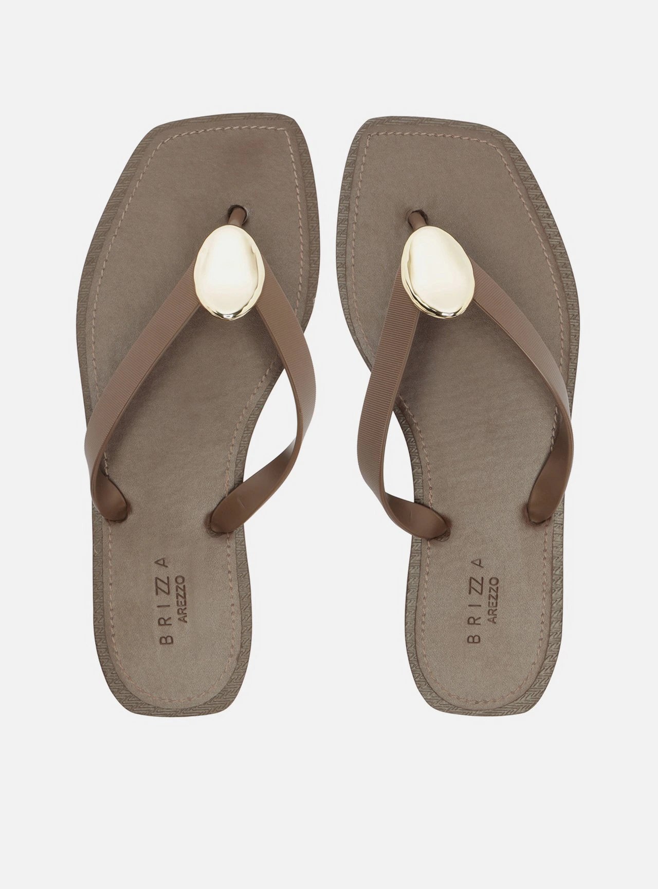 Chinelo de Dedo Marrom Bico Quadrado Brizza