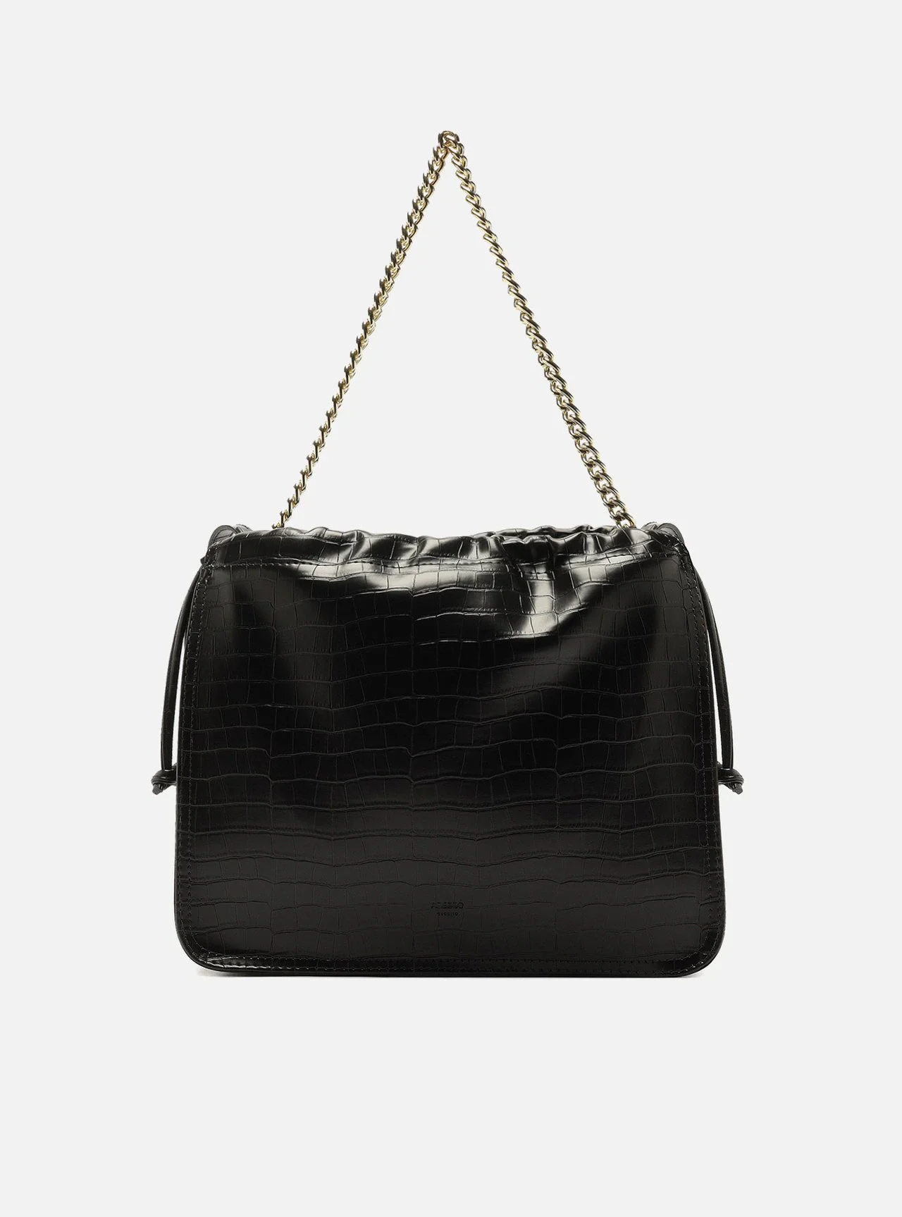 Bolsa Tote Preta Média Croco Corrente