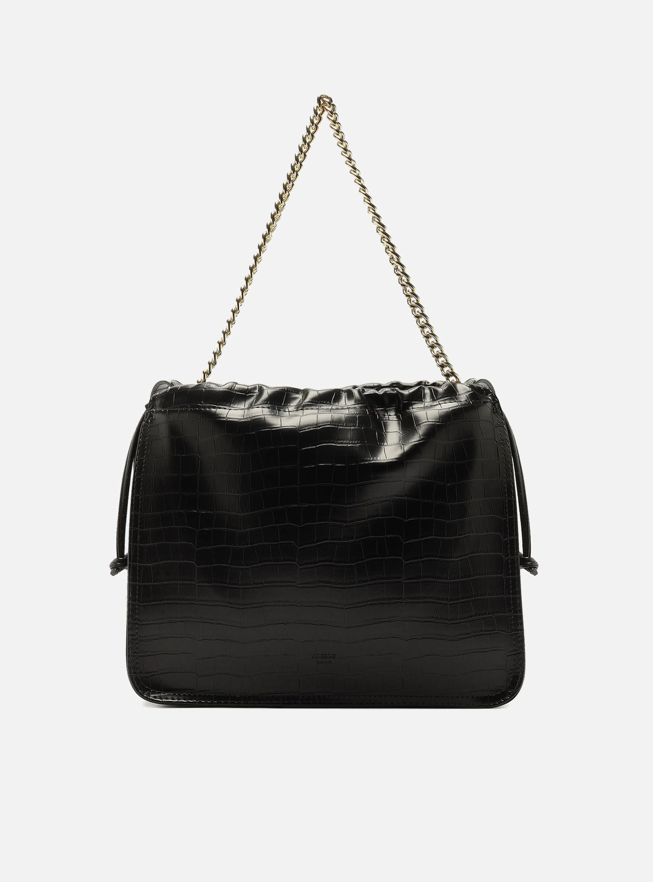 Bolsa Tote Preta Média Croco Corrente