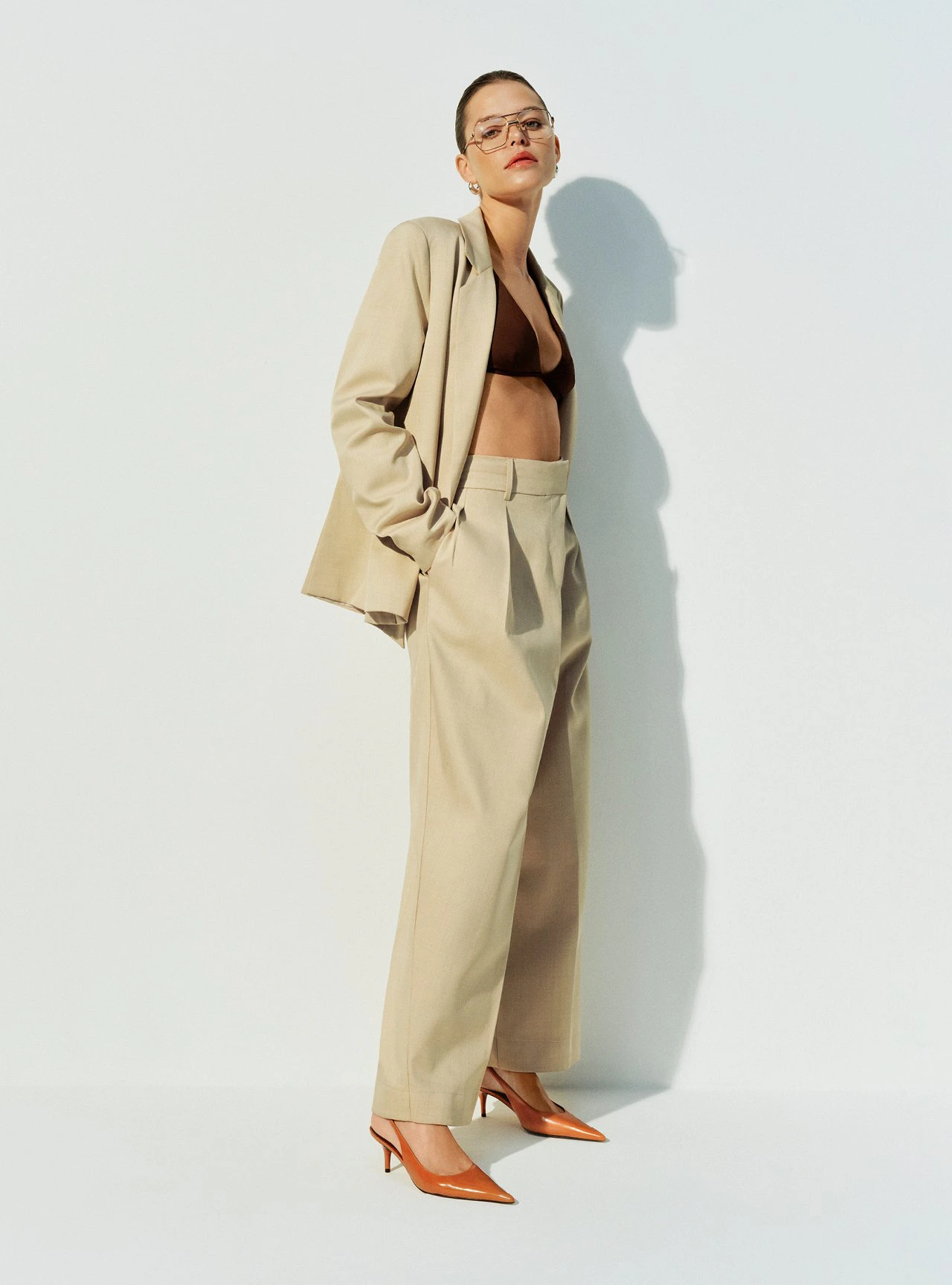 Scarpin Laranja Salto Fino Slingback
