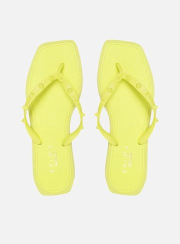 Chinelo de Dedo Amarelo Bico Quadrado Brizza Rock