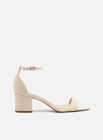 Sandália Off-White Couro Bloco Médio Isabelli