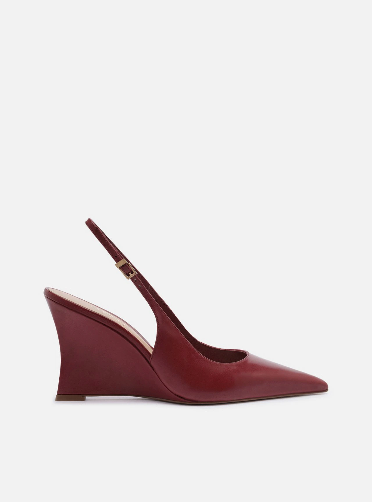 Scarpin Bordô Couro Salto Alto Anabela Slingback