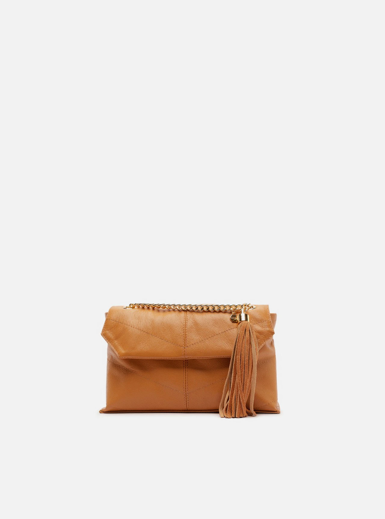 Bolsa Tiracolo Marrom Couro Média Franja