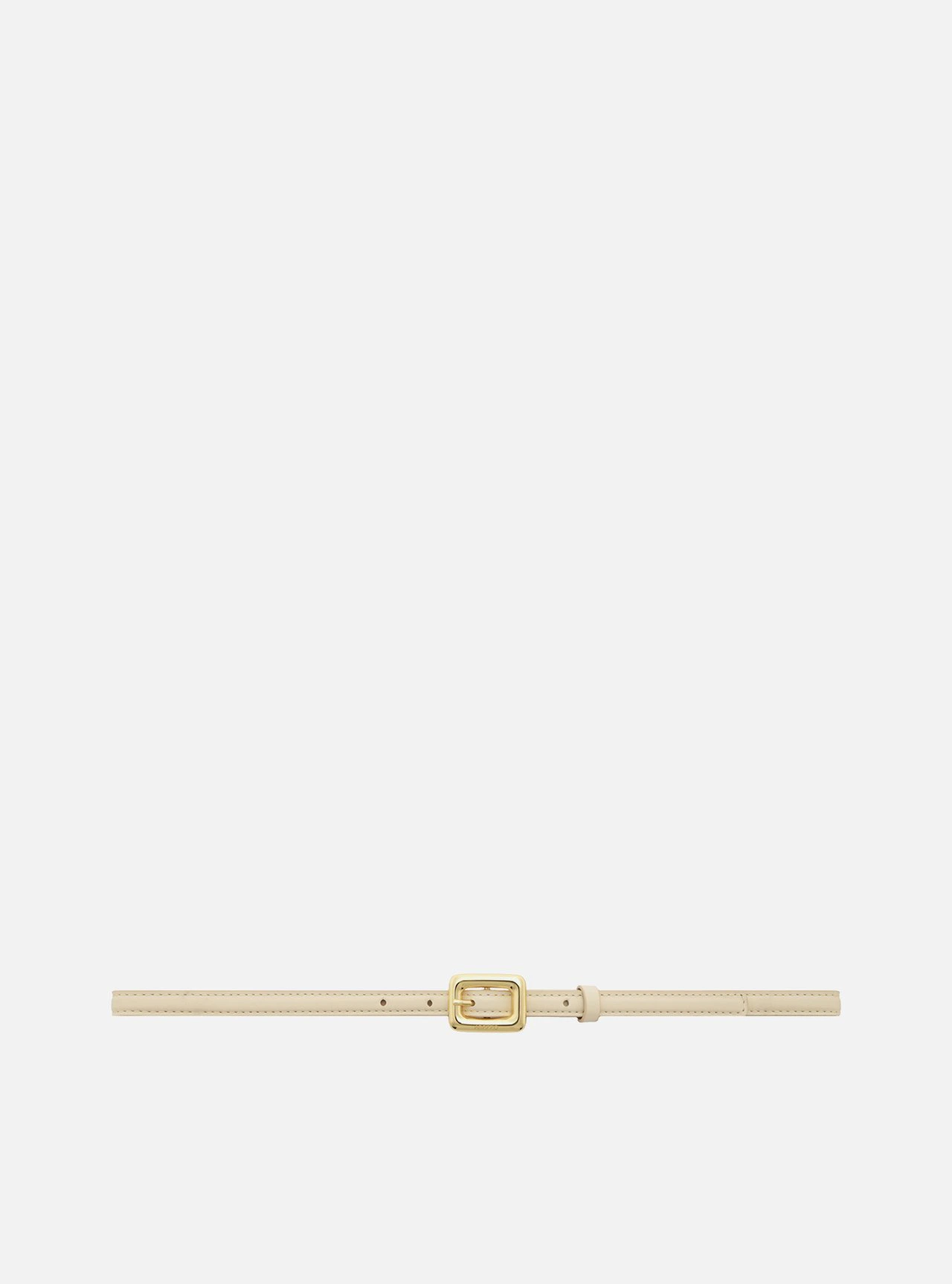 Cinto Off White Couro Fino Maxi Fivela Retangular