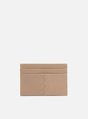 Porta-Cartão Bege Couro Zigue Zague