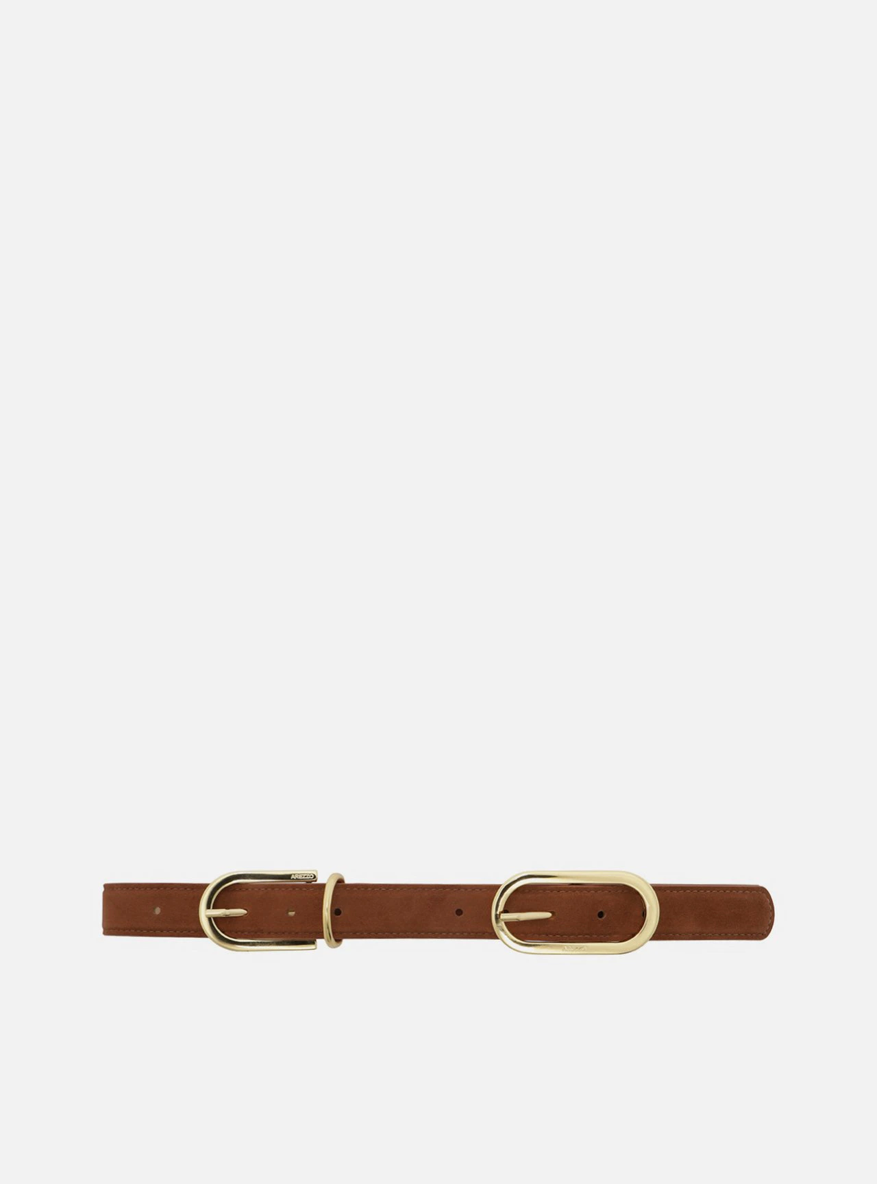 Cinto Marrom Nobuck Médio Fivela Oval Dupla