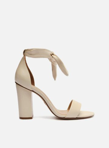 Sandália Off-White Couro Salto Alto Bloco Isabelli