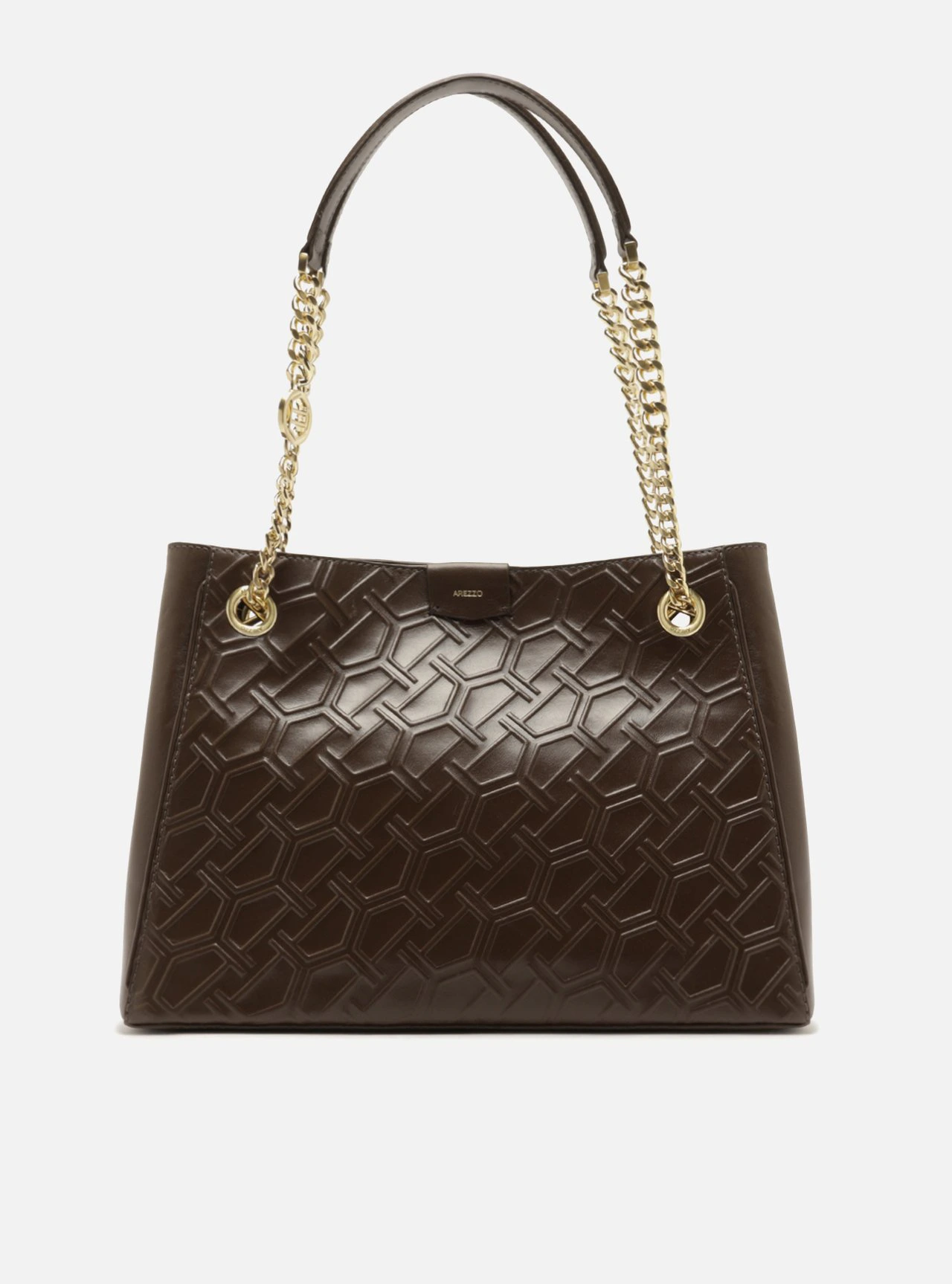 Bolsa Shopping Marrom Couro Grande Corrente