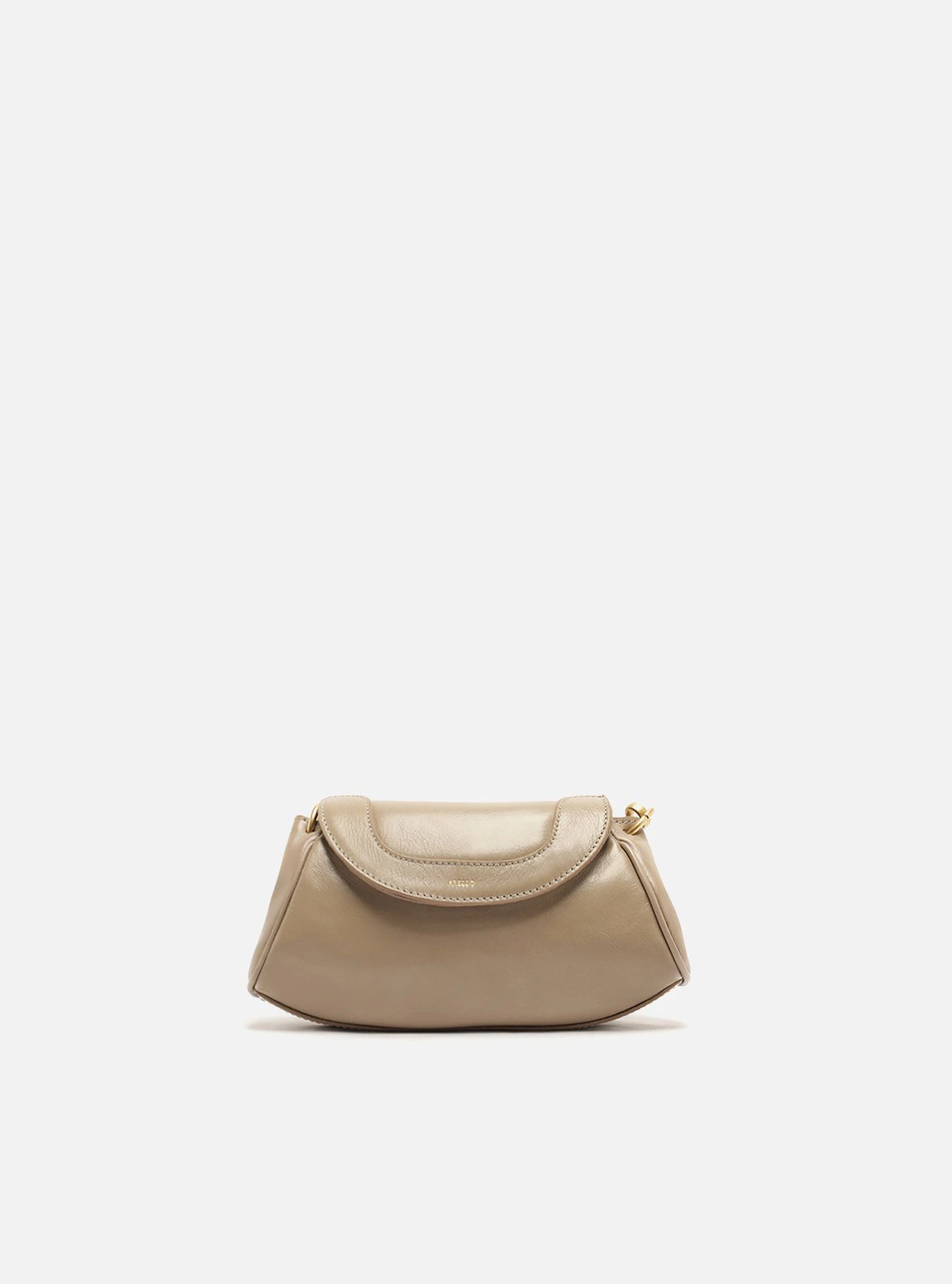 Bolsa Tiracolo Cinza Couro Pequena Flap Bag