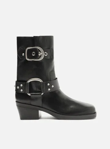 Bota Preta Couro Cano Curto Montaria West