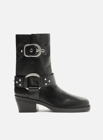 Bota Preta Couro Cano Curto Montaria West