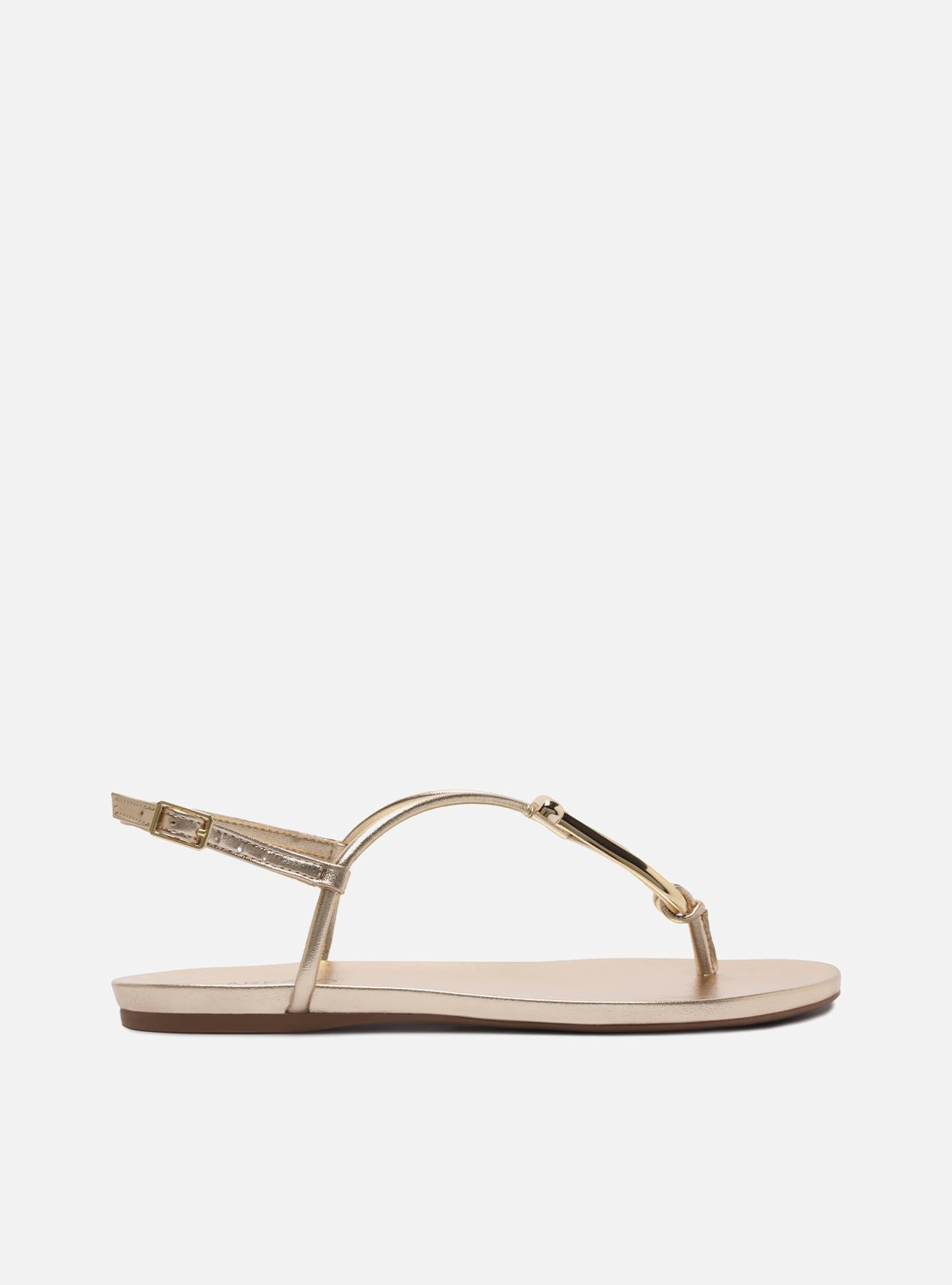 Sandália Rasteira Dourada Slim Metal Dourado