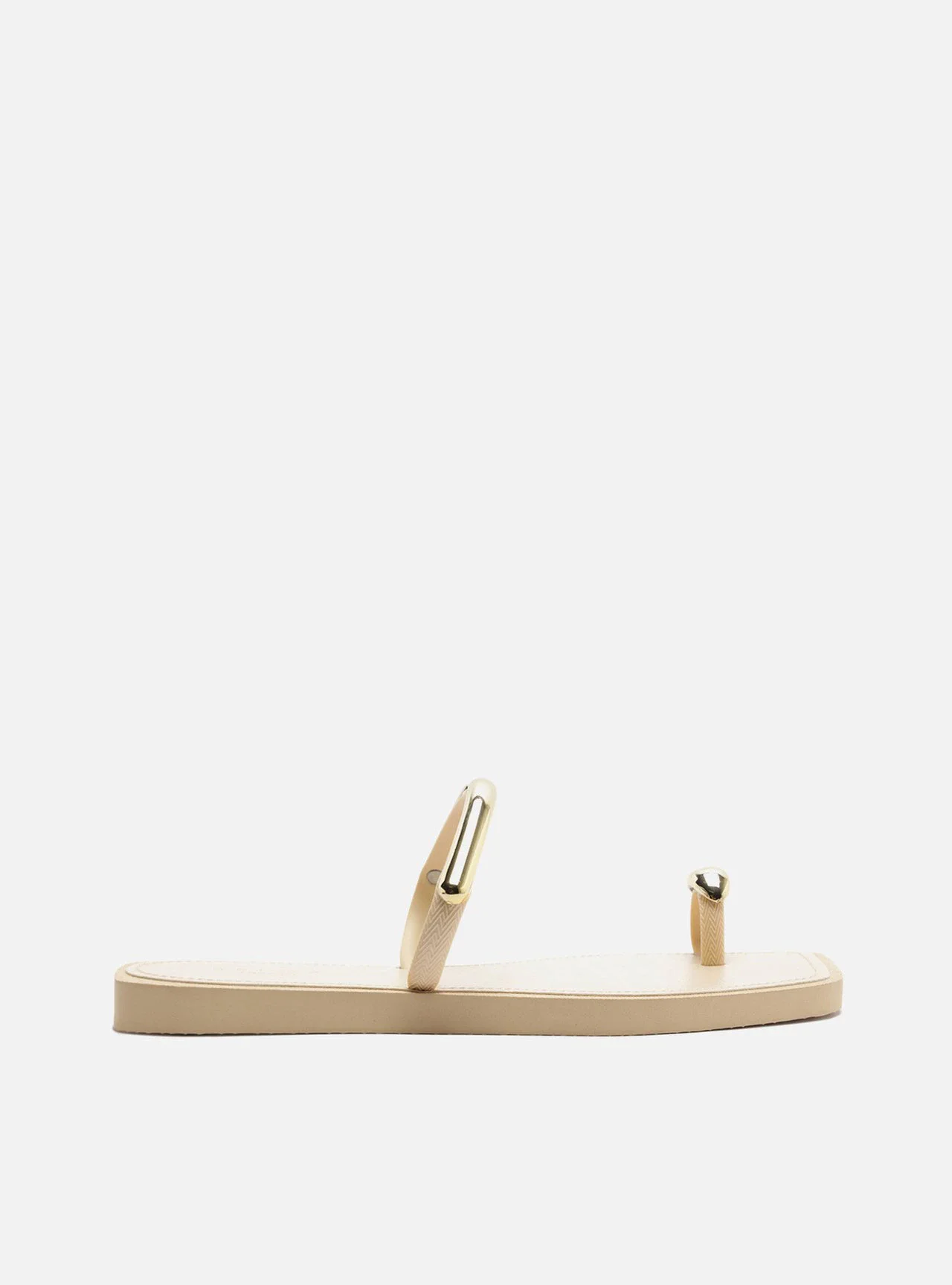 Sandália Papete Off White Flatform Metais Dourados Brizza