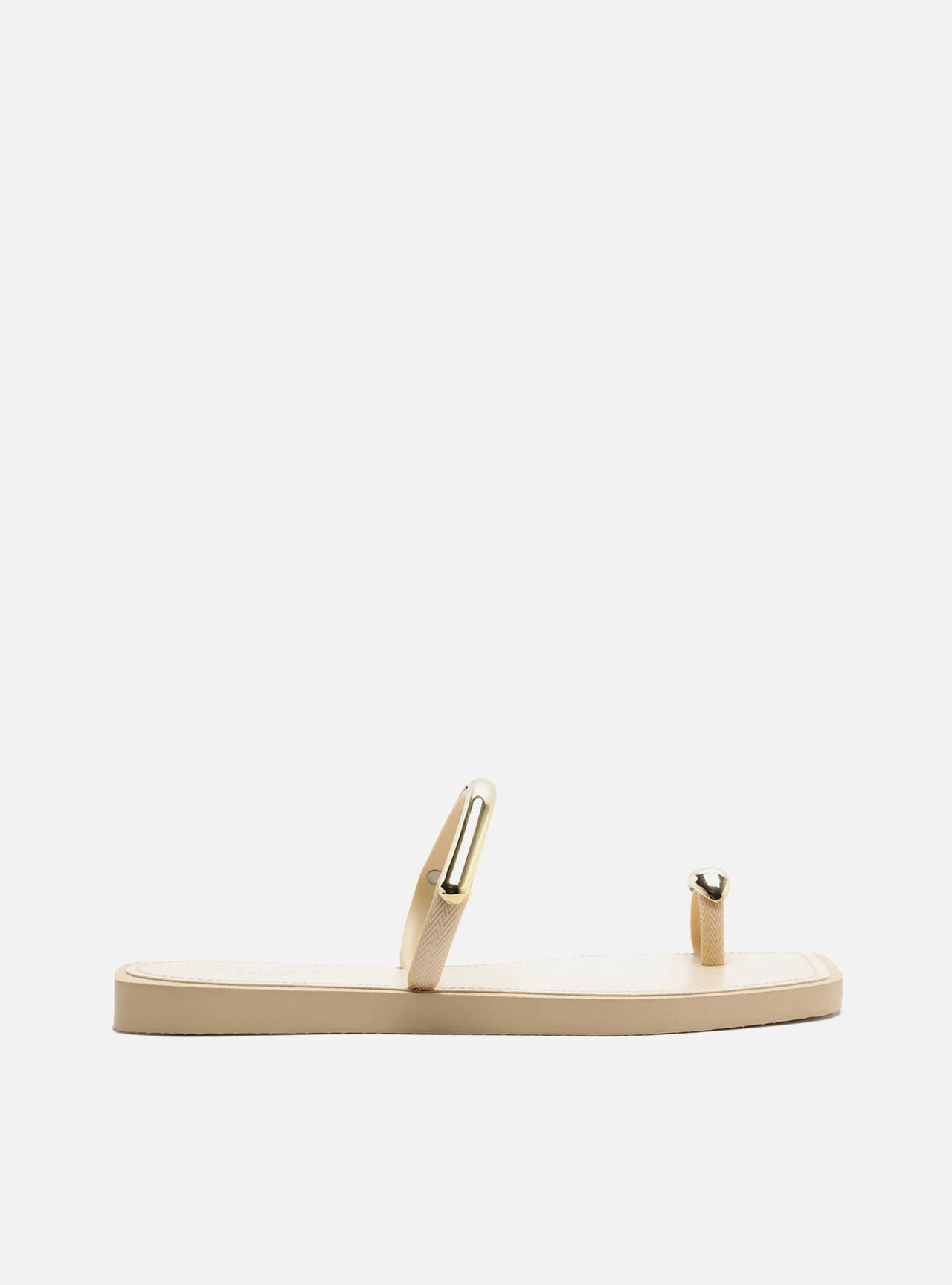 Sandália Papete Off White Flatform Metais Dourados Brizza