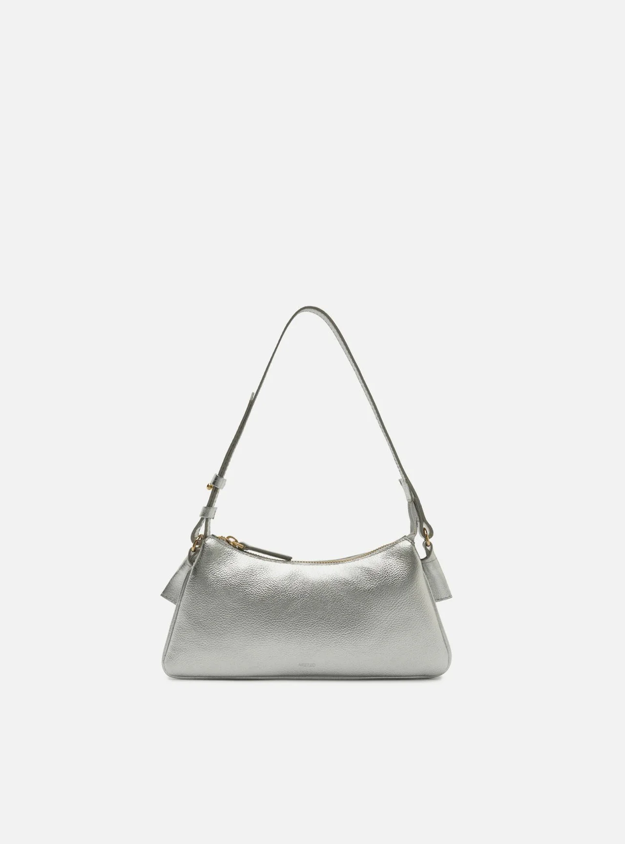 Bolsa Shoulder Prateada Couro Pequena