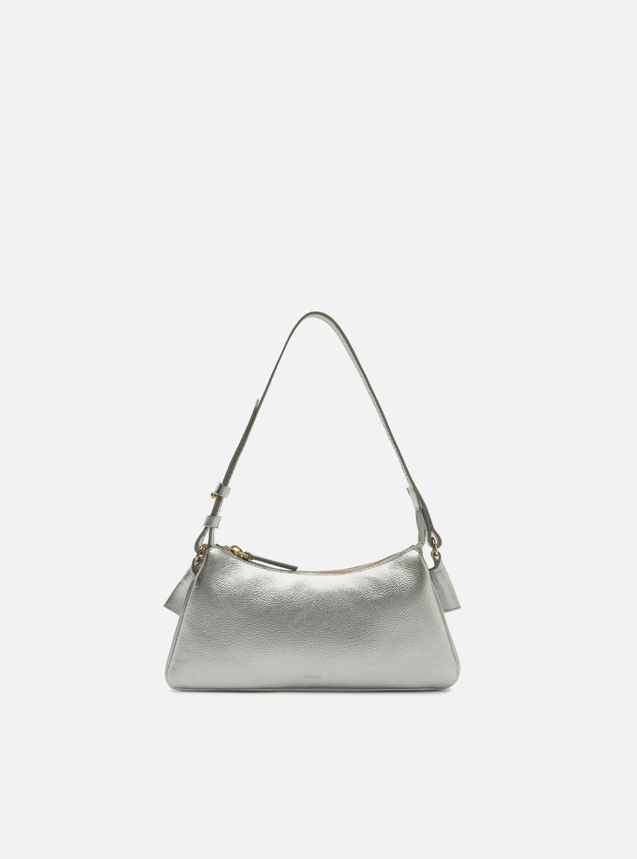 Bolsa Shoulder Prateada Couro Pequena