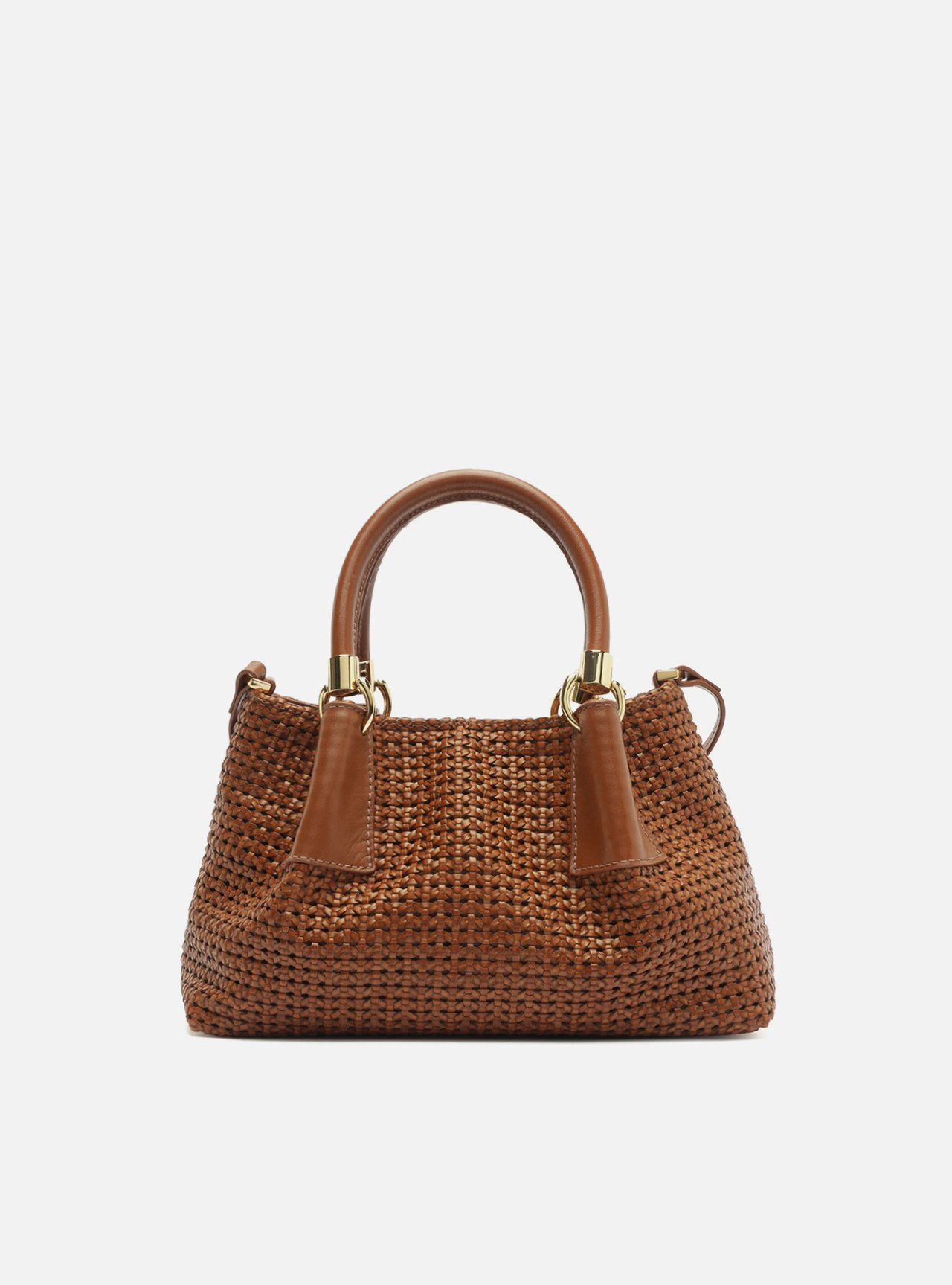 Bolsa Tote Marrom Couro Tramada Média