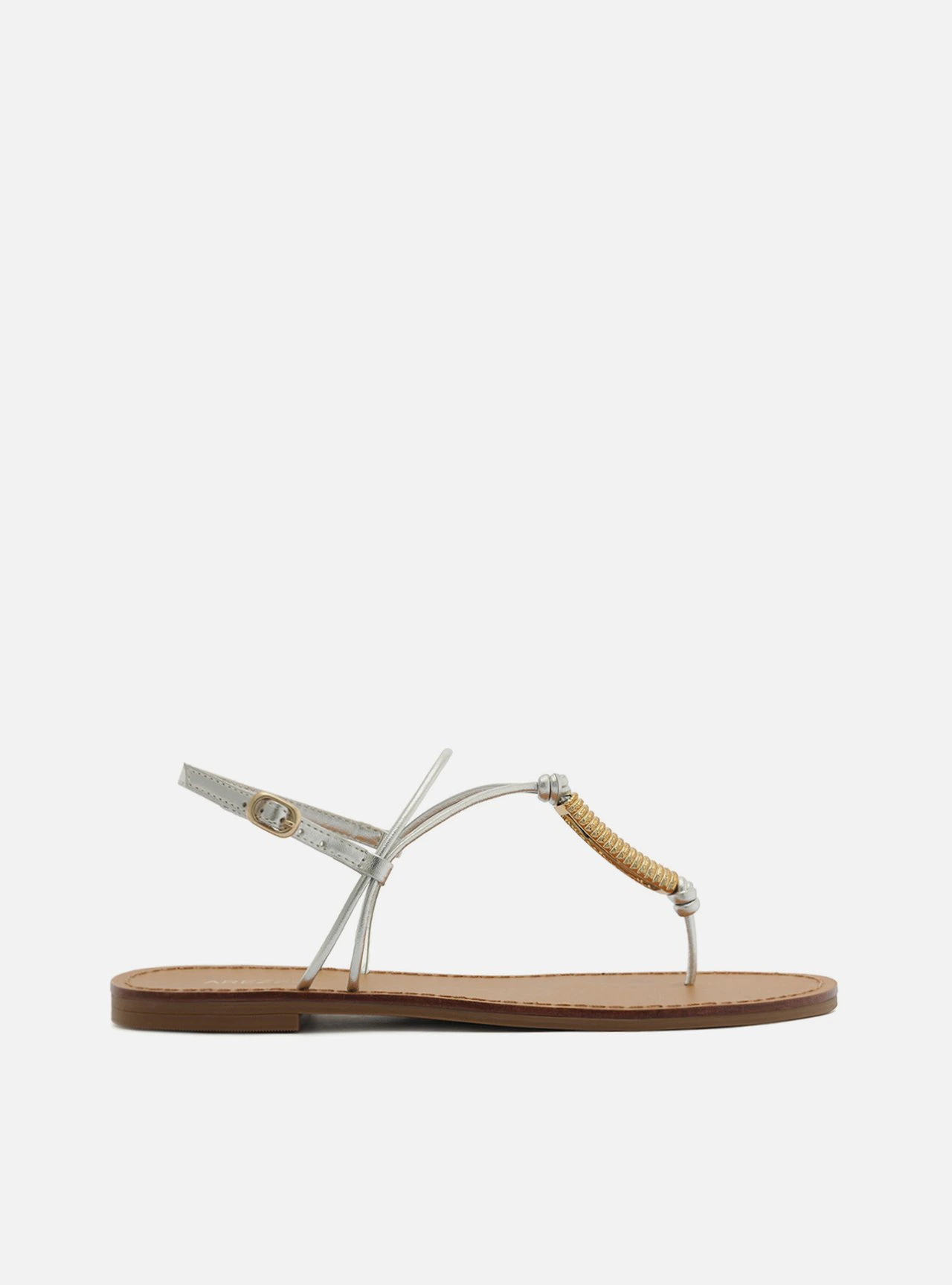 Sandália Rasteira Prata Slim Metal Mola