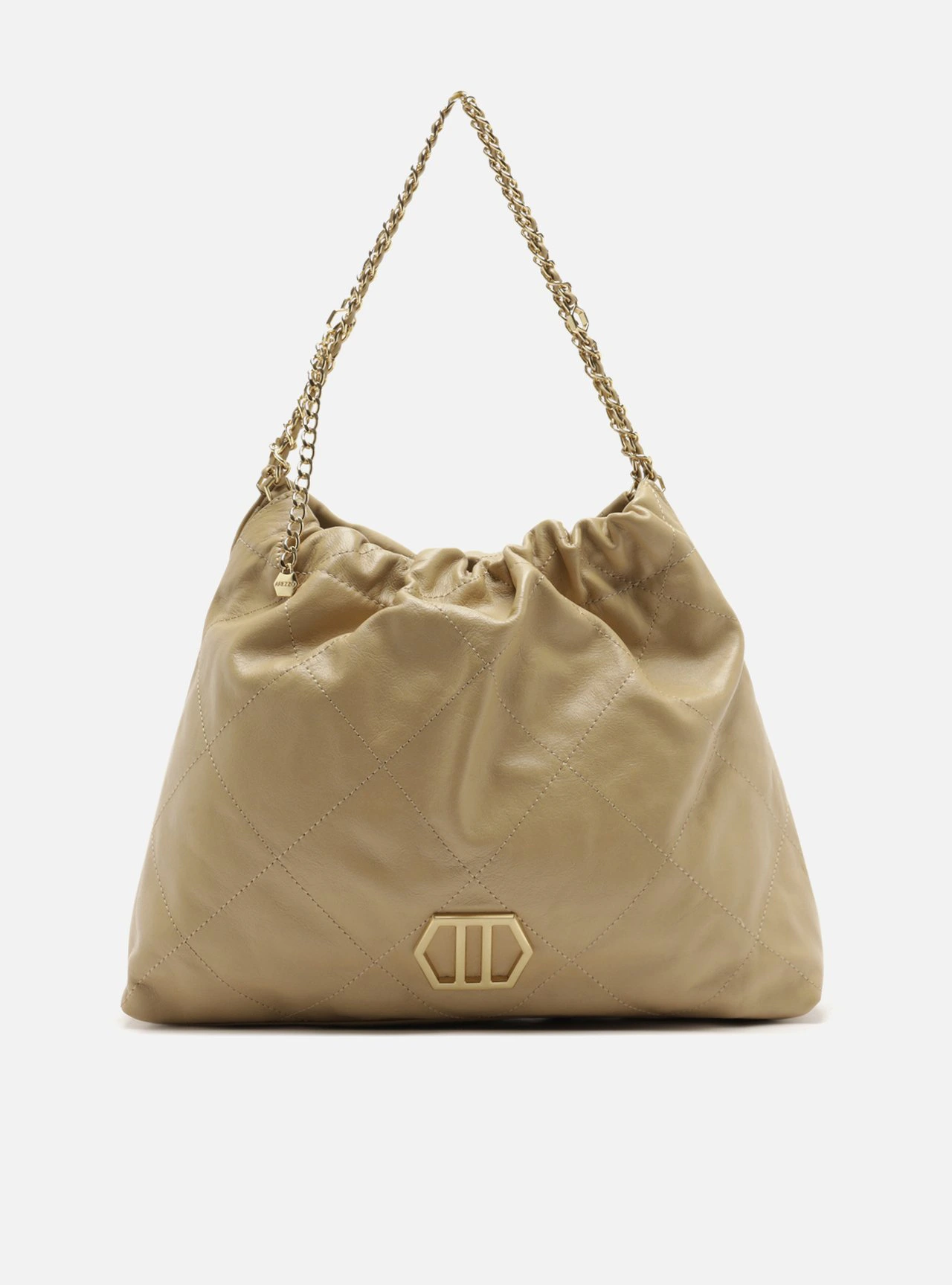 Bolsa Hobo Nude Couro Grande Matelassê Corrente Esther
