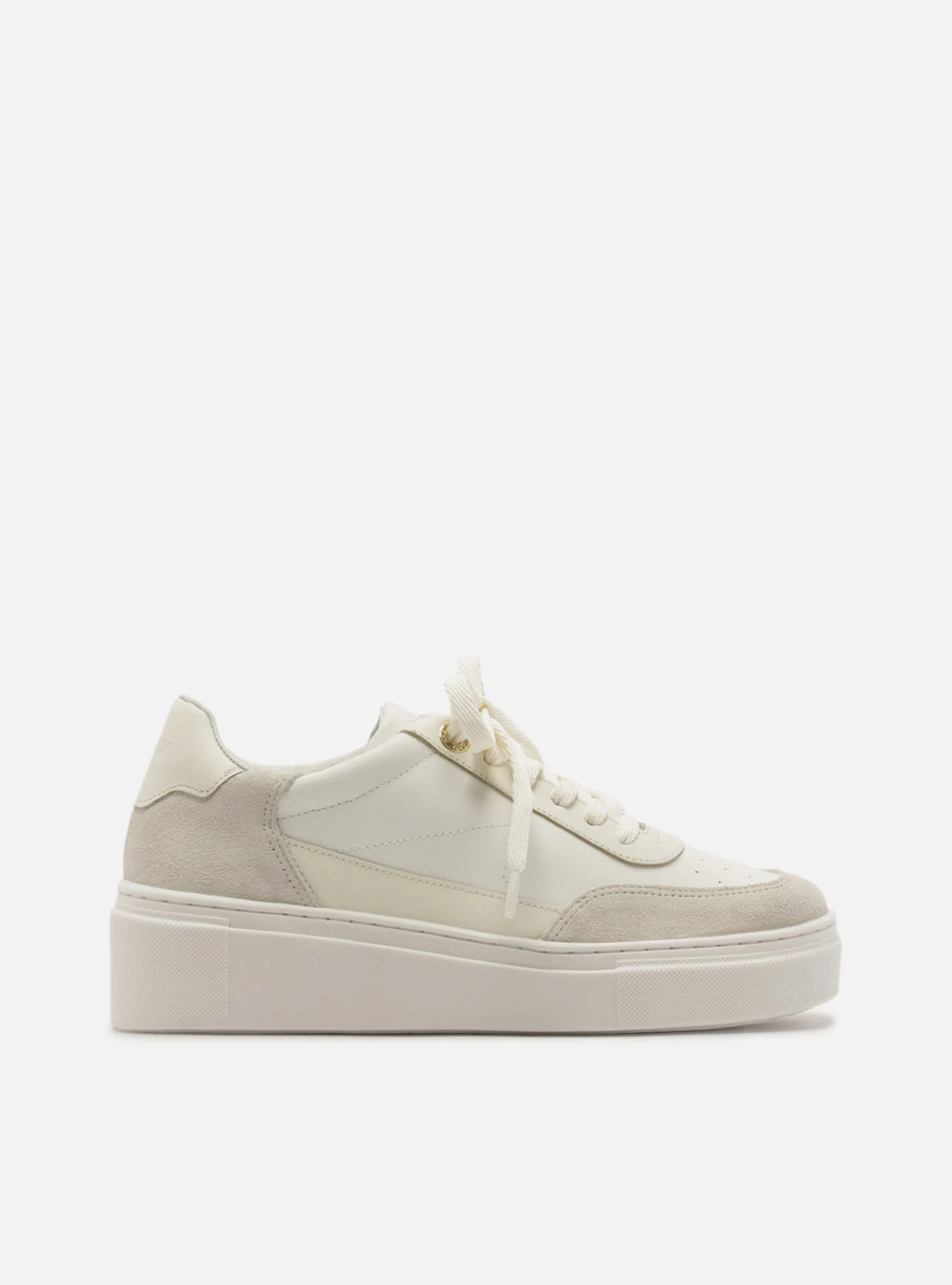 Tênis Branco Flatform Amarração Suede