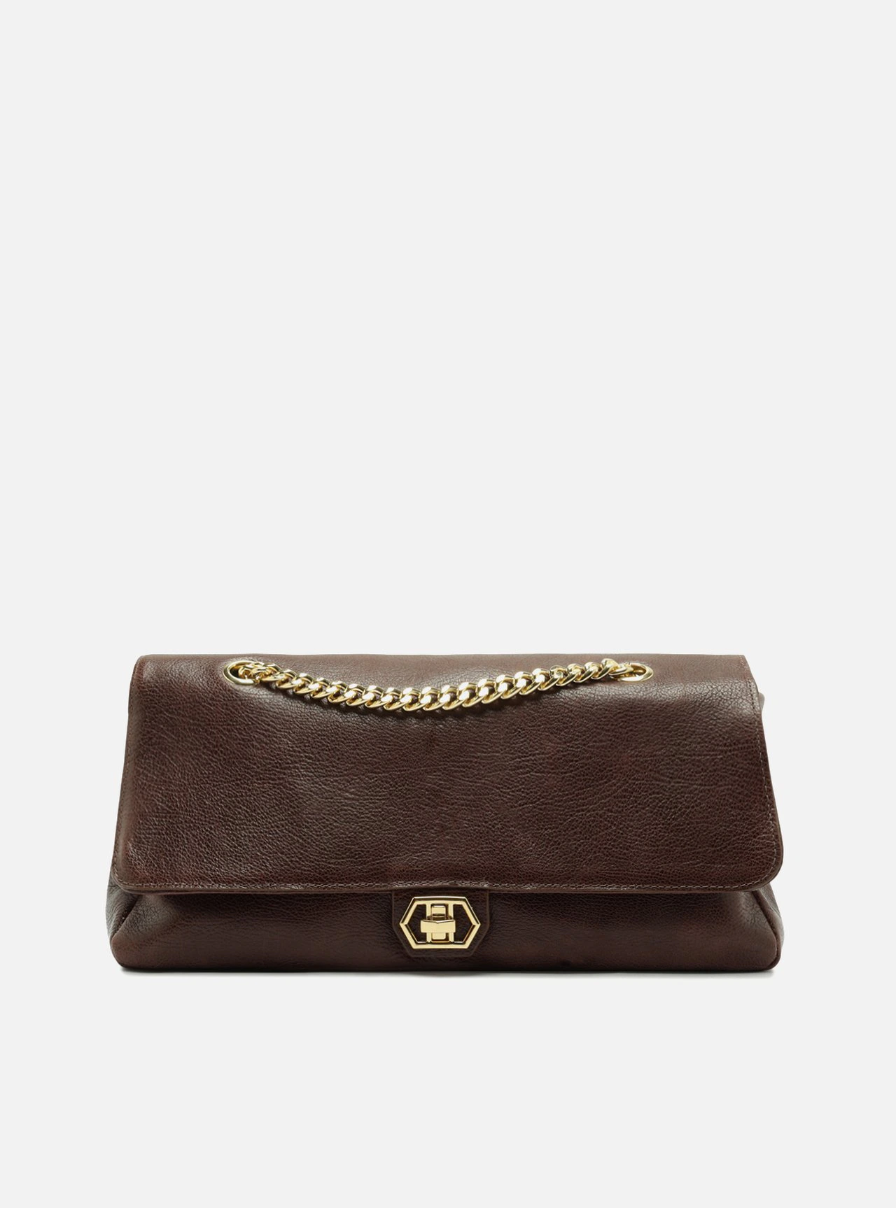 Bolsa Tiracolo Marrom Couro Grande Croco Corrente