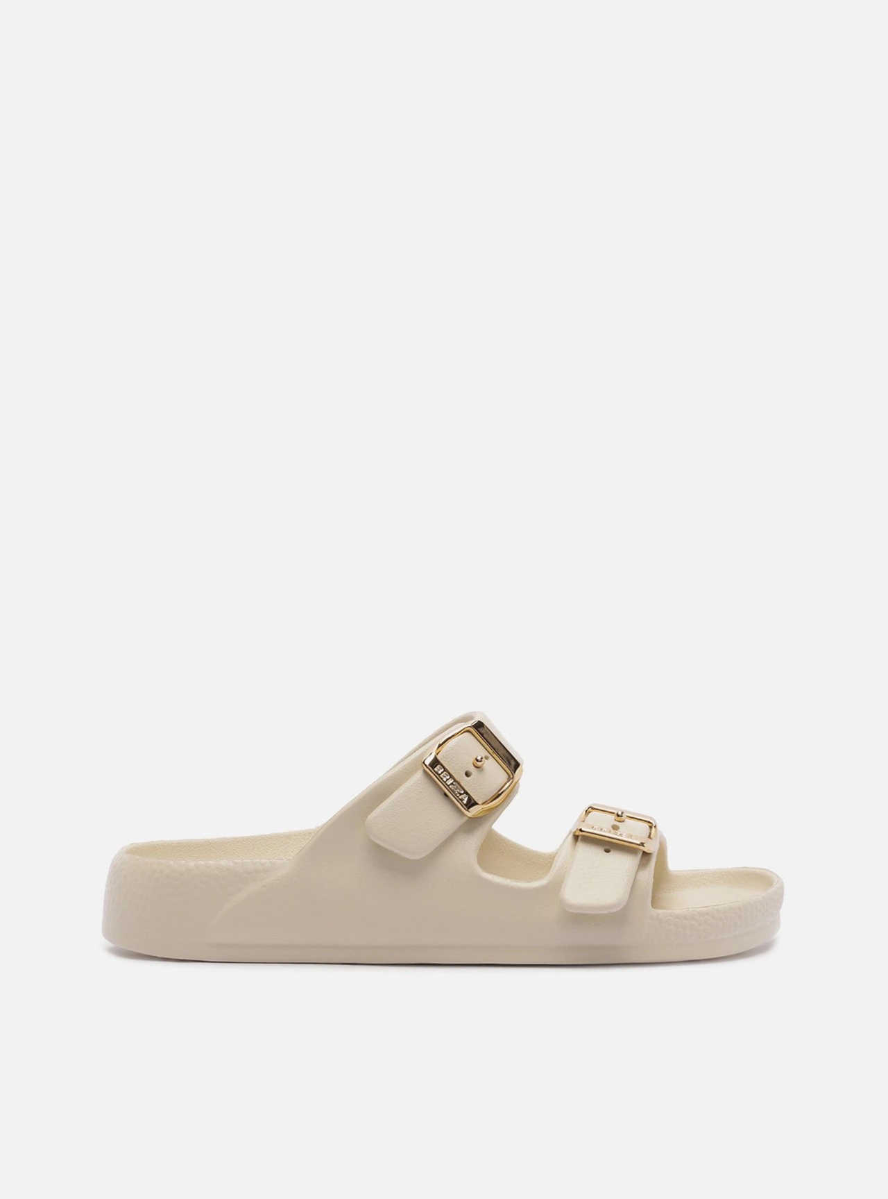 Sandália Slide Off White Fivelas Metálicas Brizza