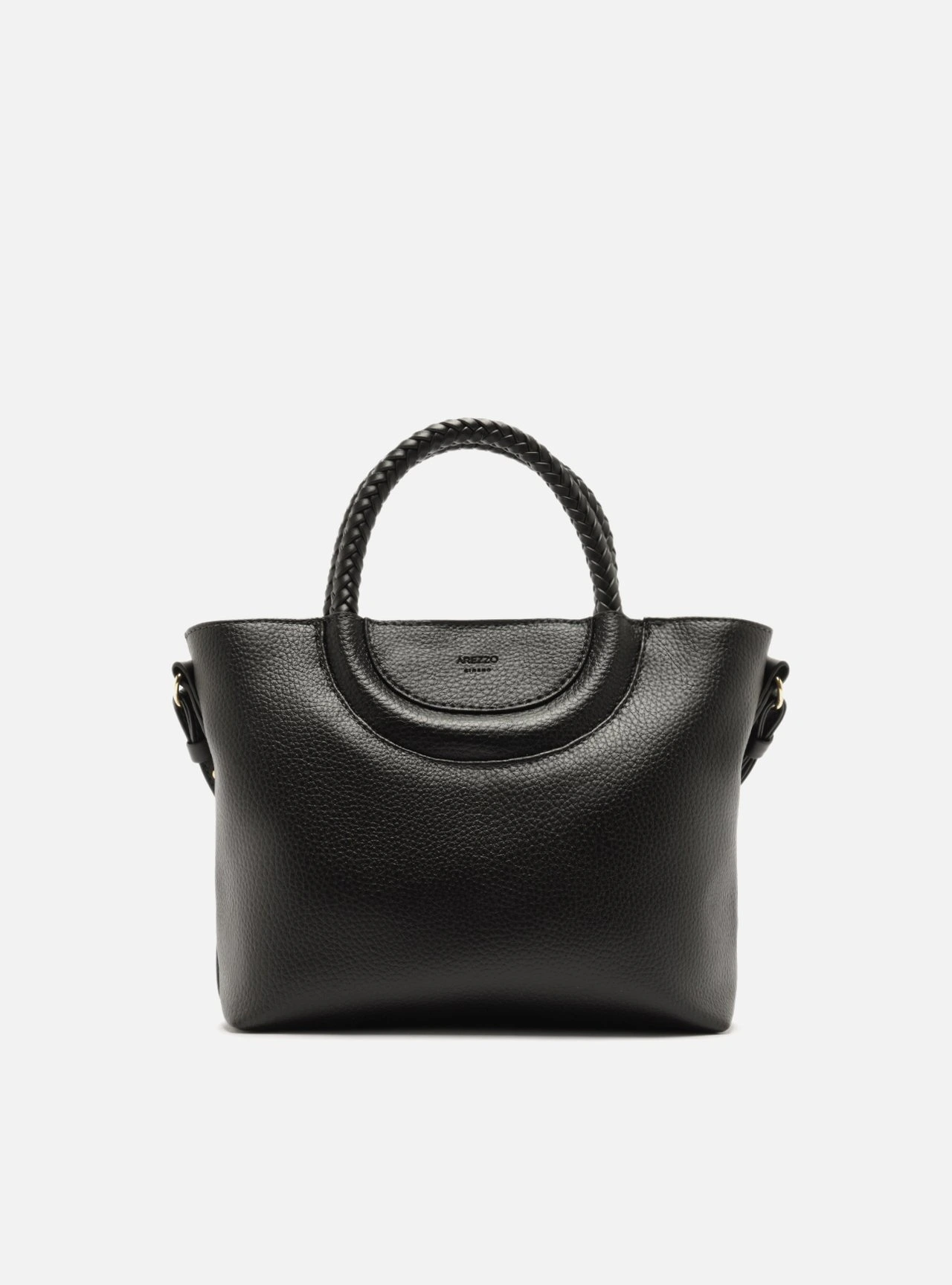 Bolsa Tote Preta Média Alça Trançada