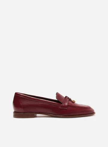 Mocassim Vermelho Couro Detalhe Tira