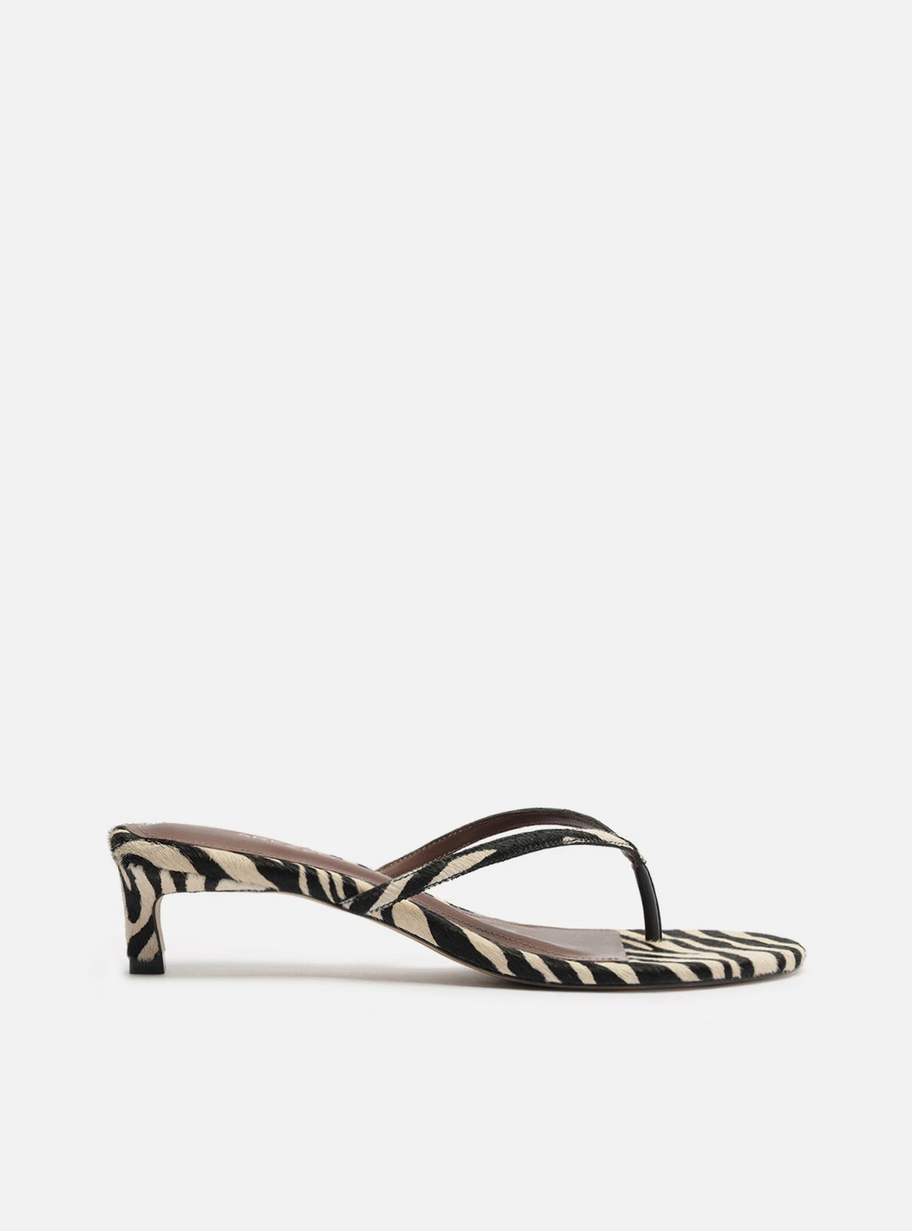 Tamanco Preto/Bege Salto Fino Pelo Zebra