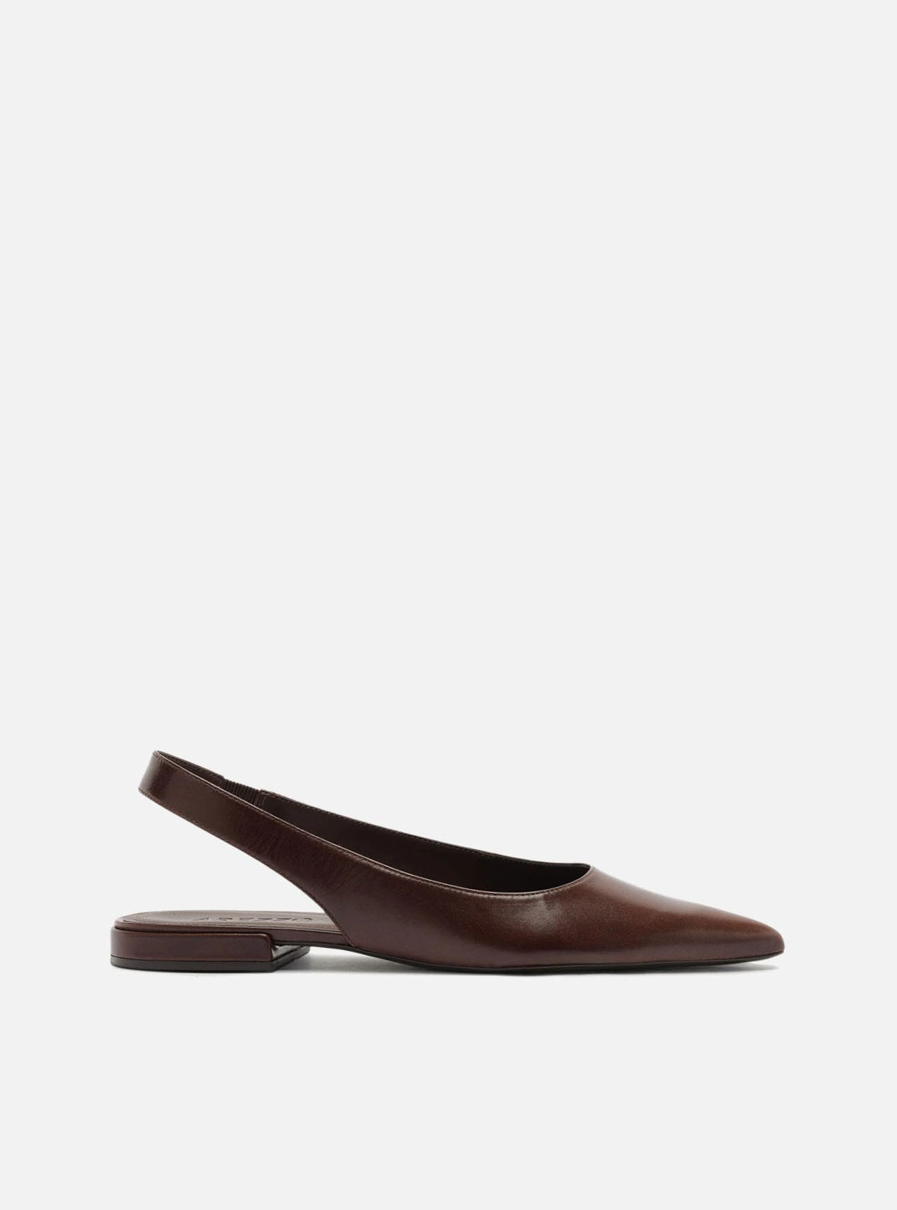 Sapatilha Marrom Couro Slingback Bico Fino