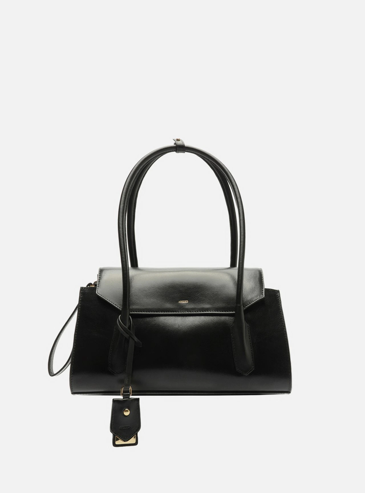 Bolsa Shoulder Preta Couro Média Alça Corrente