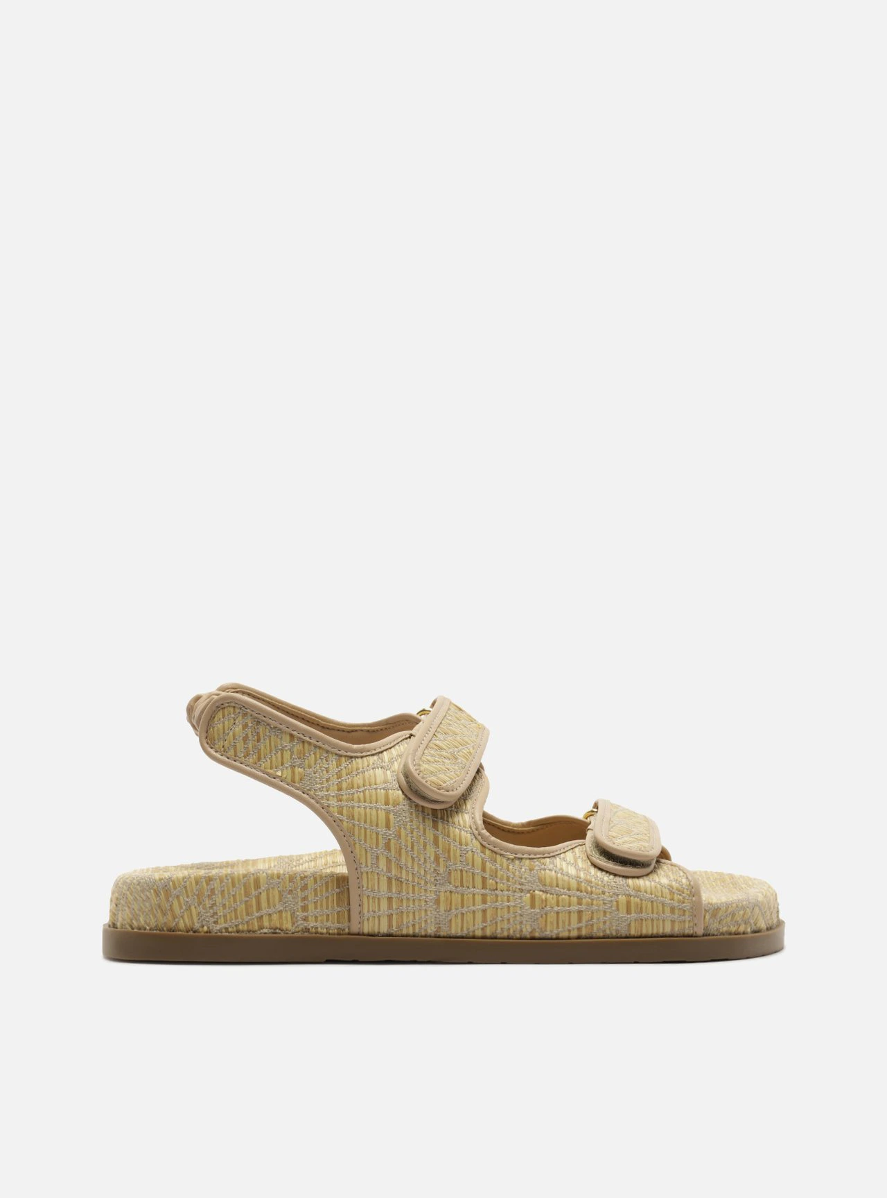 Sandália Papete Bege Palha Flatform