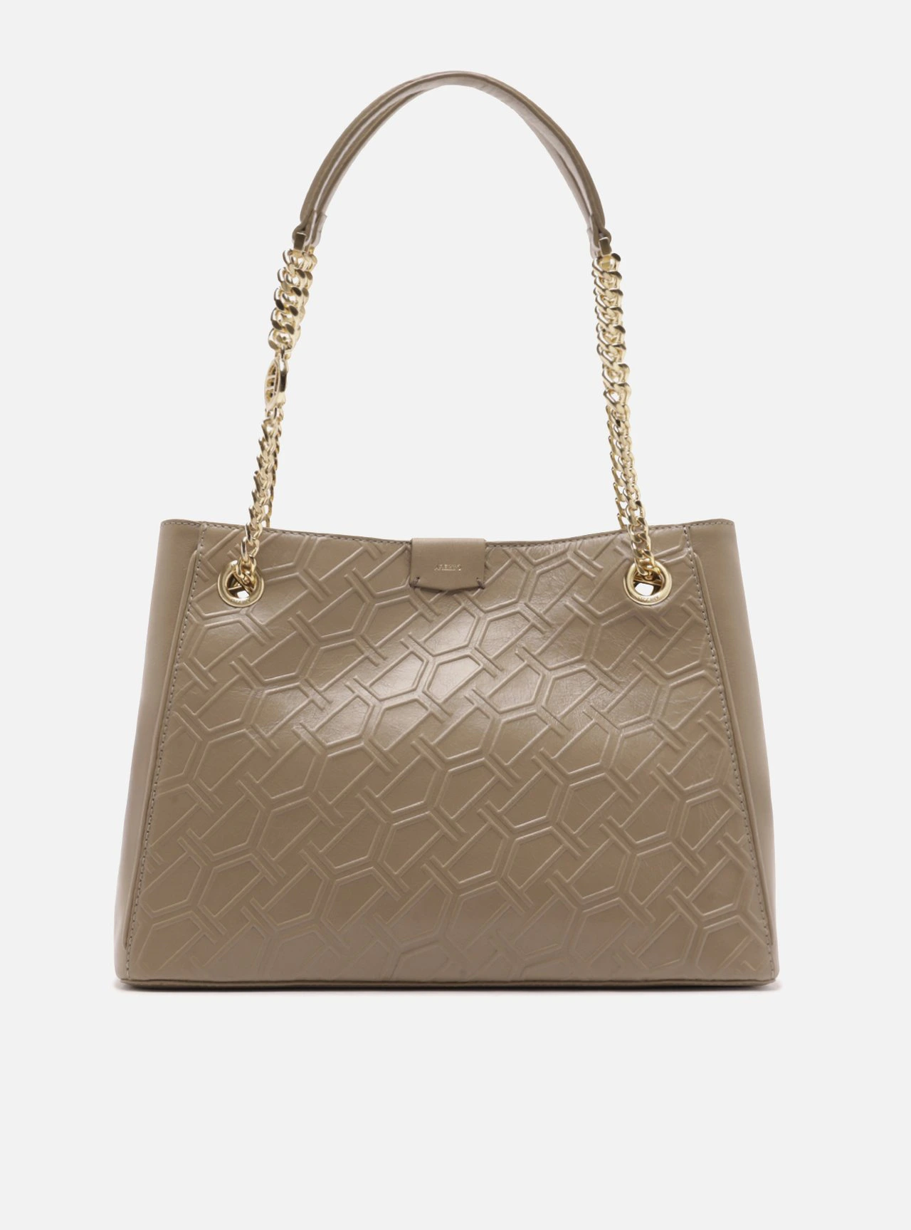 Bolsa Shopping Cinza Couro Grande Corrente