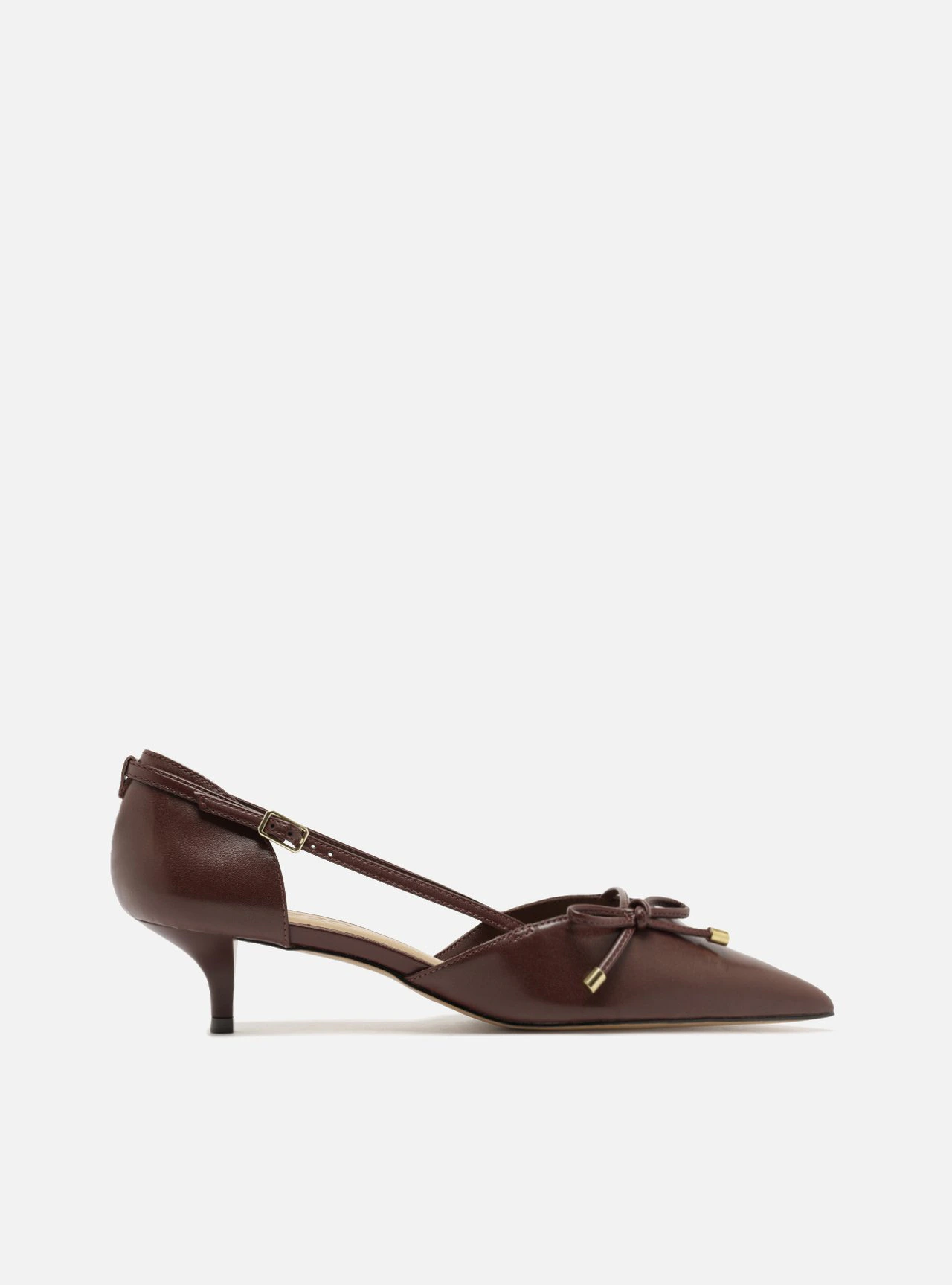 Scarpin Vermelho Couro Salto Fino Laço