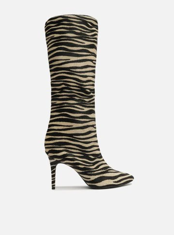 Bota Zebra Pelo Cano Longo Salto Fino