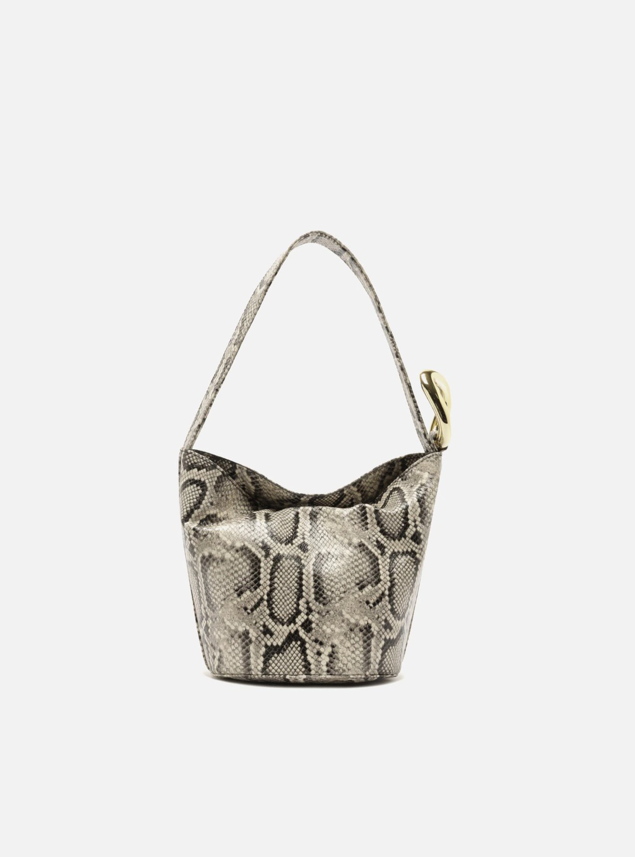 Bolsa Bucket Animal Print Pequena Alça Larga Metais