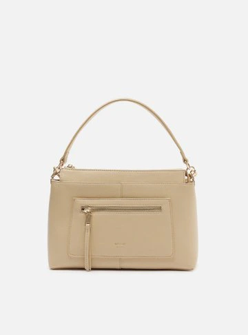 Bolsa Tote Bege Média Bolso Frontal