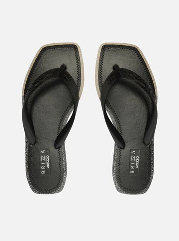 Chinelo de Dedo Preto Glitter Square Brizza