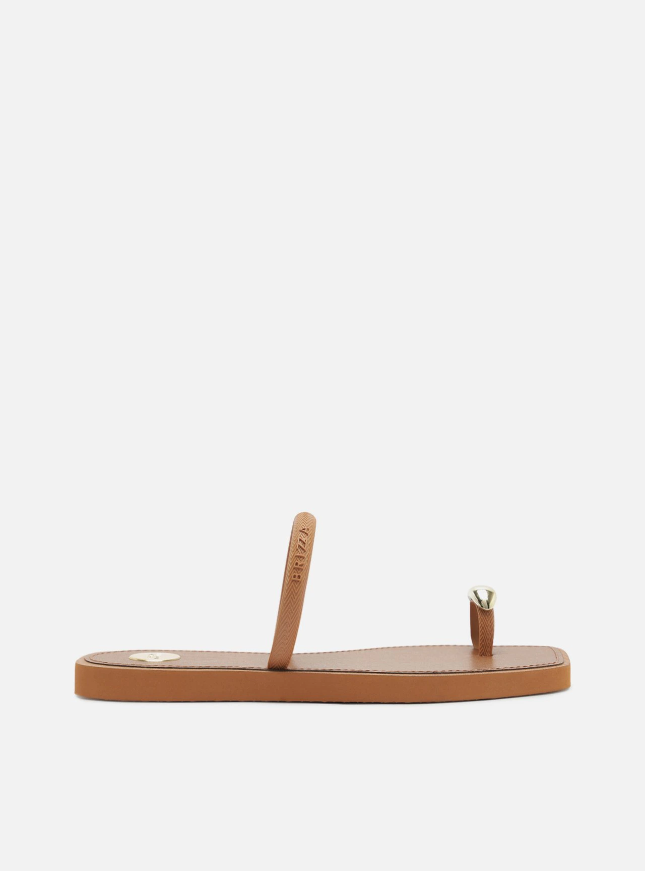 Chinelo de Dedo Caramelo Metais Dourados Brizza