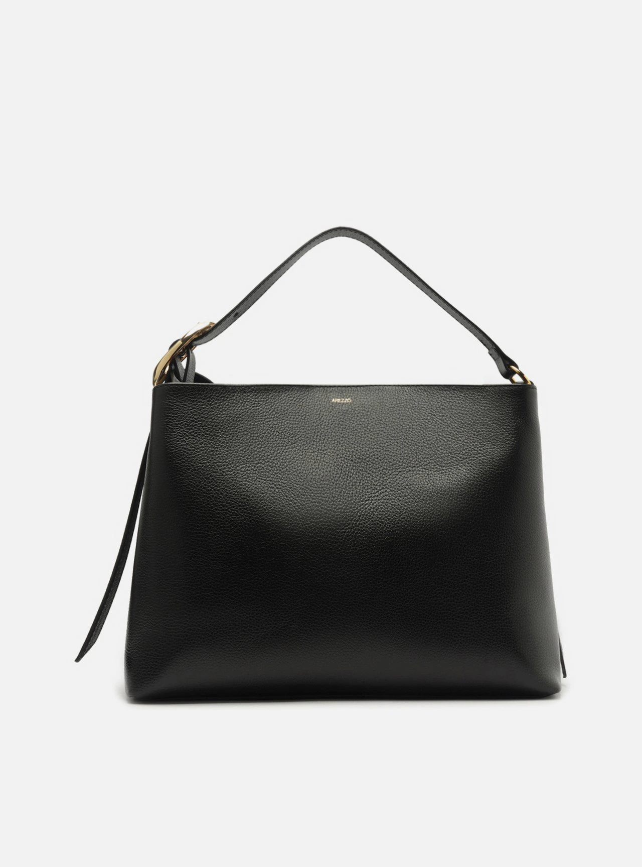 Bolsa Tote Preta Couro Grande Fivela Oval